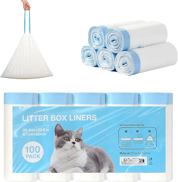 100 Count Litter Box Liners for Litter Robot 4 and 3 Waste Bags, Leak Proof Replacement Jumbo Cat Litter Box Liners, 26" x 24" Extra Thick Cat Litter Bags, Durable Waterproof Litter Bags