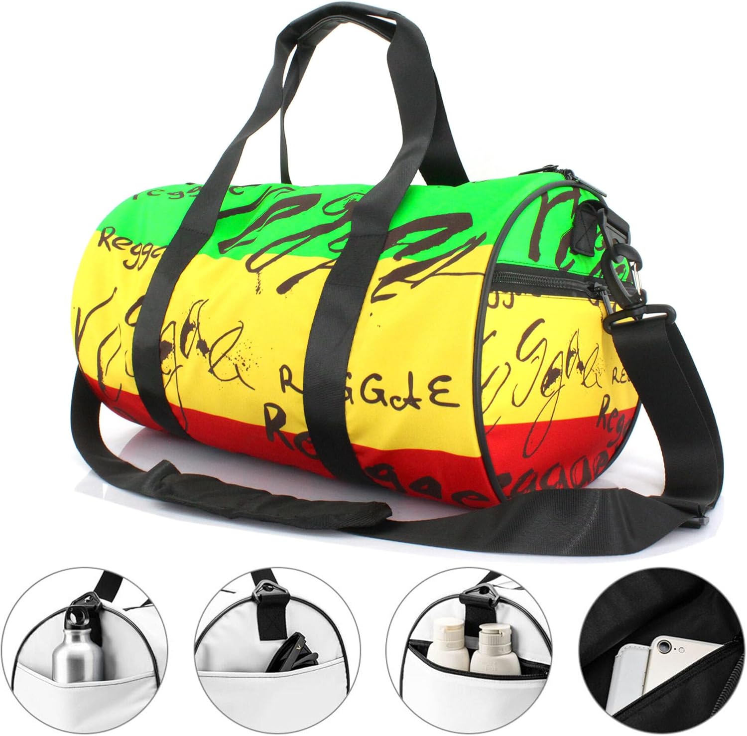 Duffel Bag Gym Bag for Men Women Lightweight with Inner Pocket for Travel Sports Swimming Fitness Shoulder Strap Jamaica Reggae(Reggae)