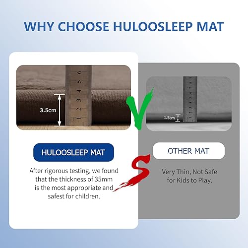 Miniatura 183 de Tapete de juego para bebé, tapete de espuma viscoelástica de 1.3 pulgadas de grosor, terciopelo coral suave, antideslizante, extragrande, tapete