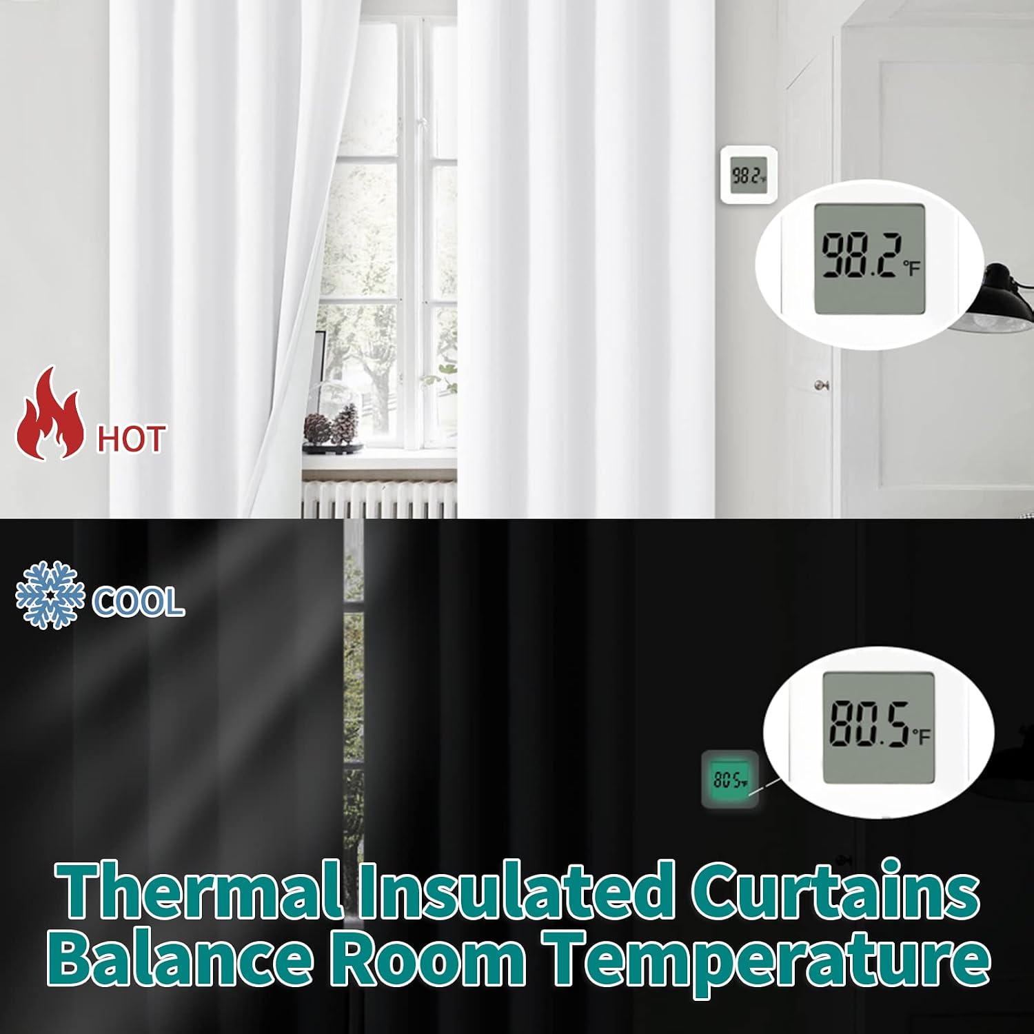 BGment White 100% Blackout Curtains for Bedroom with White Liner, Double Layer Thermal Insulated Full Room Darkening Noise Canceling Curtains for Quality Sleep, 2 Panels, Each 52 x 72 Inch