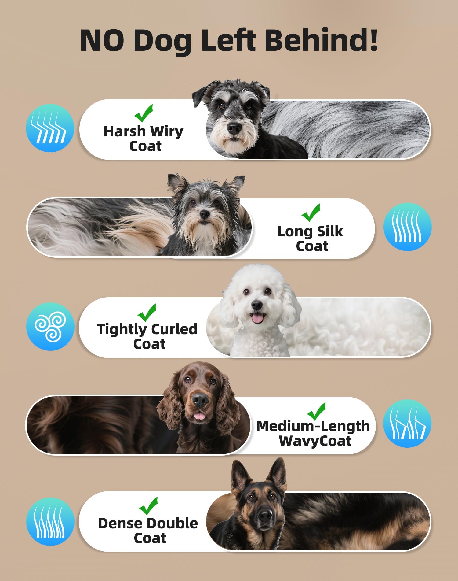 Kit de aseo para perros de bajo ruido, cortadora inalámbrica 4 en 1 para el aseo de perros recargable, recortadora de pelo de mascotas y gatos con 2 velocidades, 6 protectores, tijeras, peine para