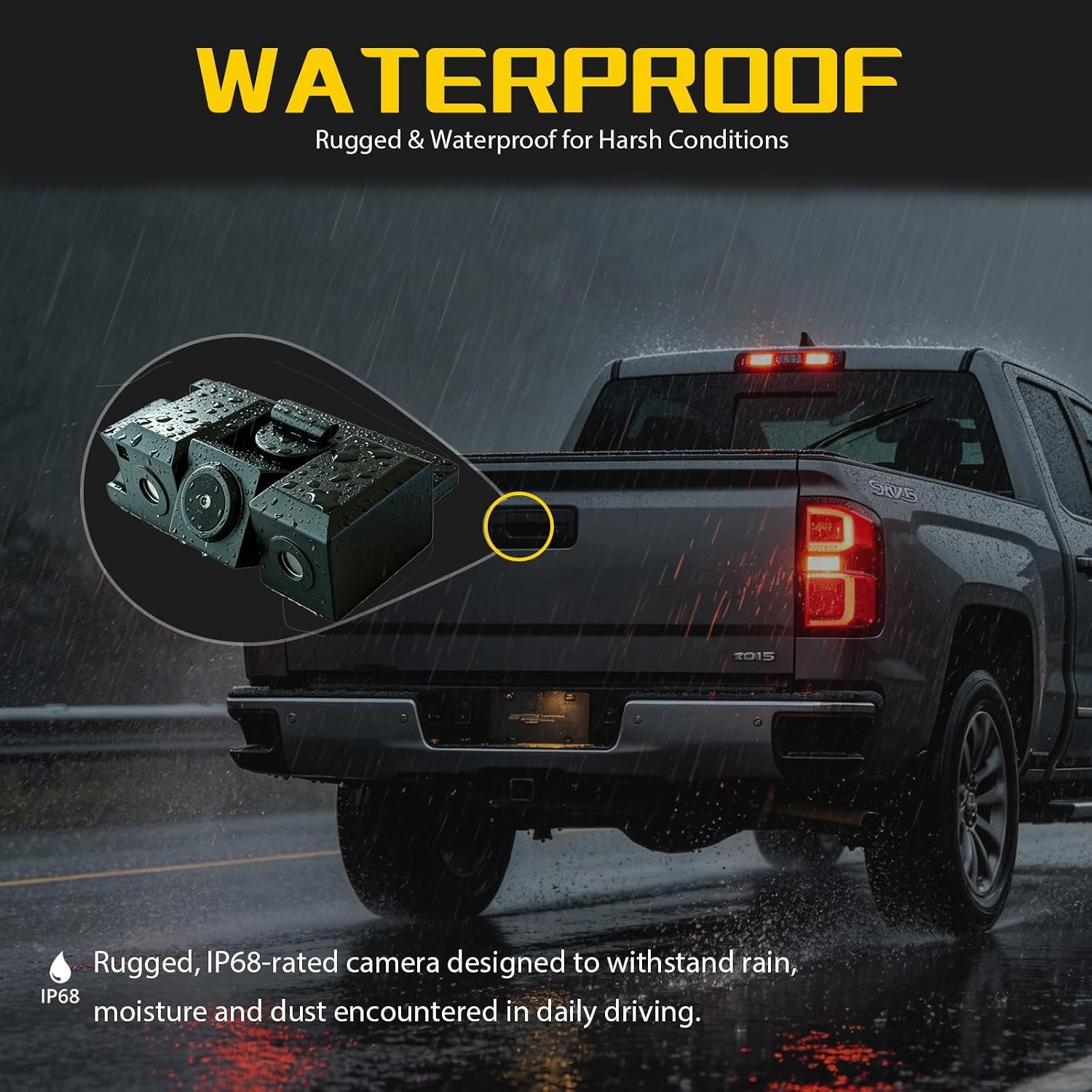 Rear View Backup Camera with Power Tailgate Compatible with 2016-2019 Chevy Silverado GMC Sierra 1500 2500HD 3500HD Replace OE 84062896 23363727