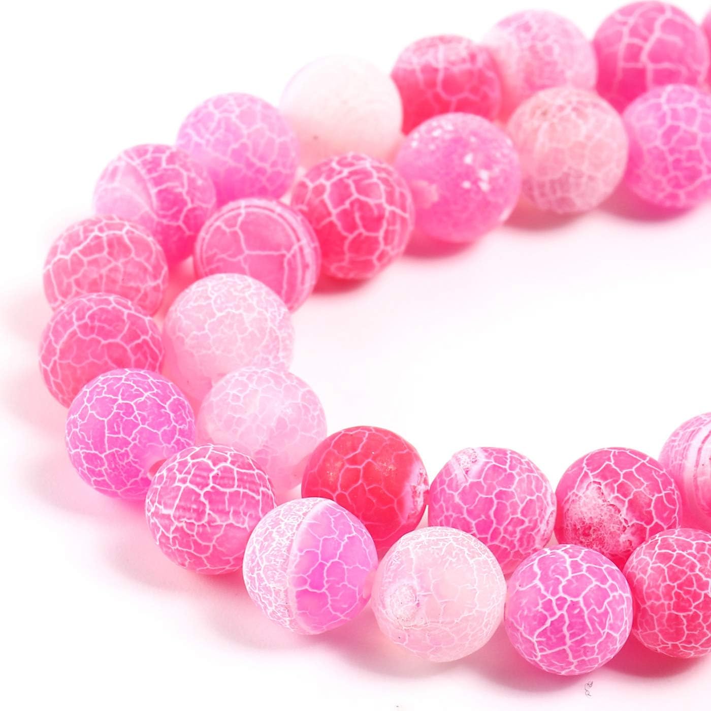 MGIE Natural Loose Round Smooth Semi-Precious Rose Weathered Frosted Agate Gemstone Stone Beads for DIY Beading Jewelry Making Full Strand 8mm 15.5" (Approx 45pcs) Rose Frosted Agate 8mm