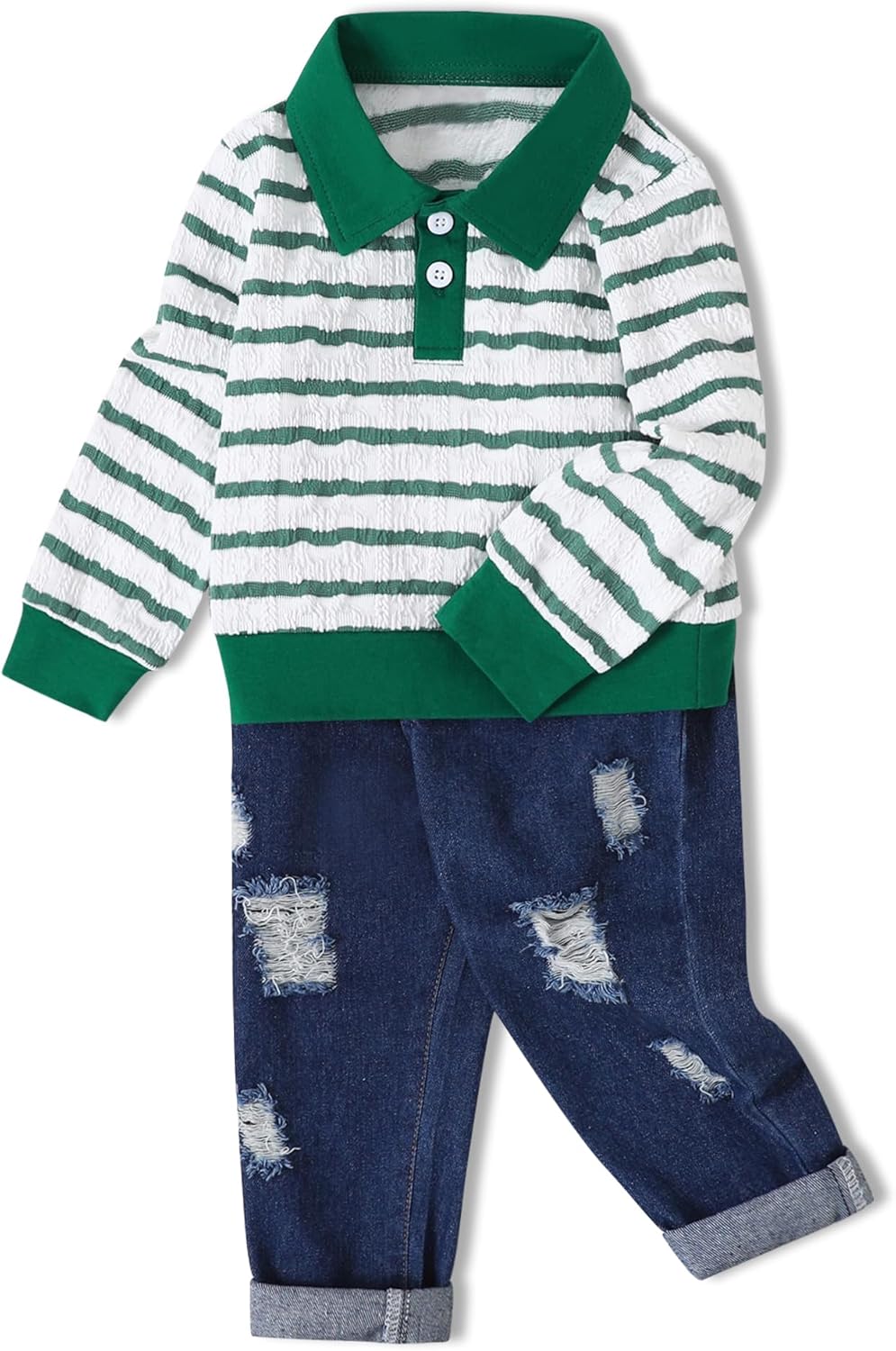 SANMIO Toddler Boy Clothes 18M-6T Toddler Boy Jeans Outfits Striped Sweatshirt Ripped Little Boys Fall Winter Clothing SANMIO Toddler Boy Clothes 18M-6T Toddler Boy Jeans Outfits Striped Sweatshirt Ripped Little Boys Fall Winter Clothing
