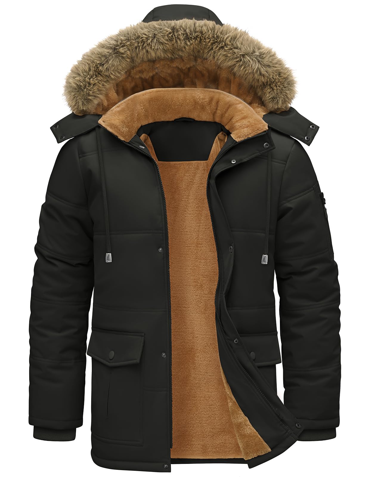 Lonya Parka Hombre Invierno Repelente al agua Chaqueta Forro Polar Giacca Cálido Abrigos Cortavientos Casual Giacche con Cappuccio