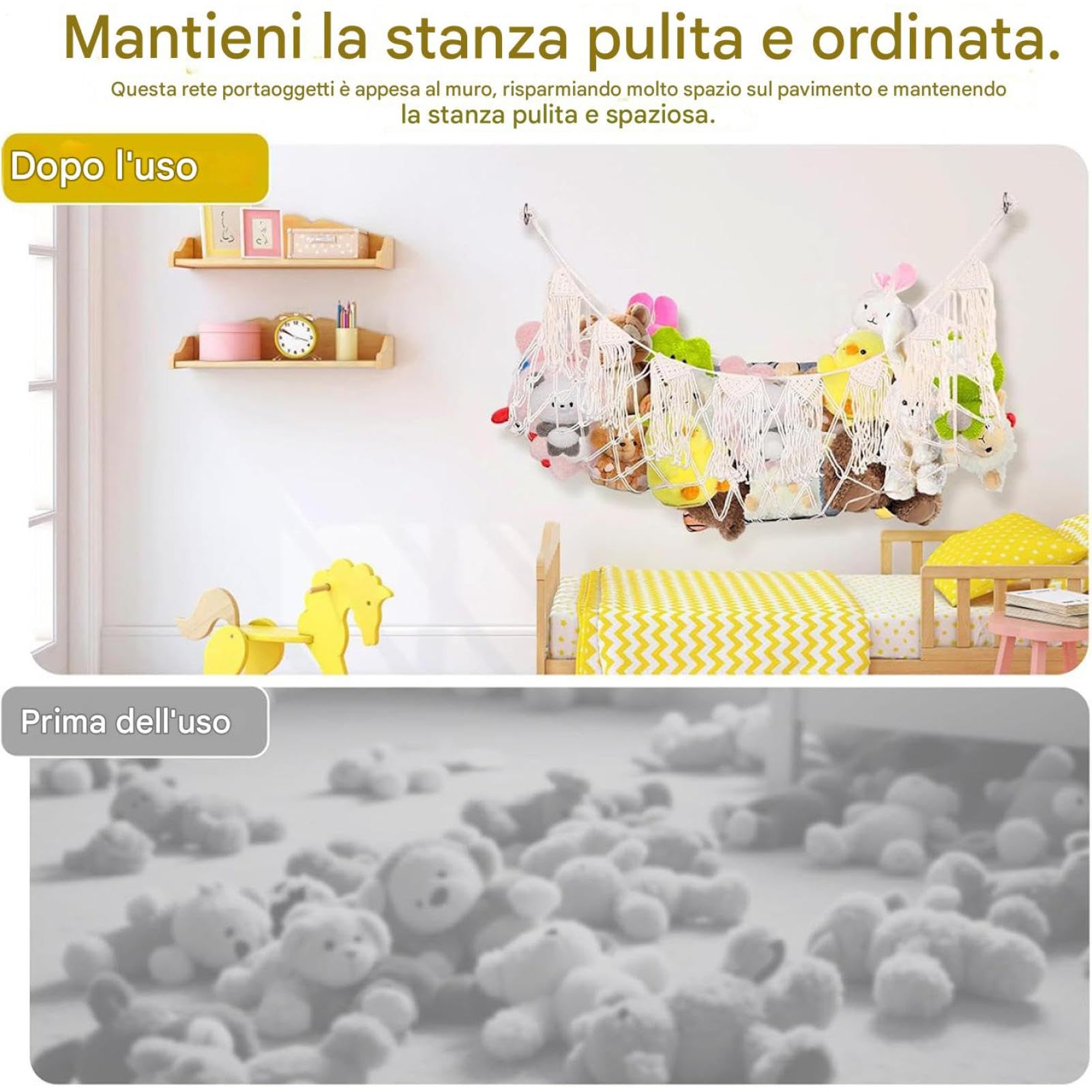 Rete per Animali di Peluche 150 cm Macramè Intrecciato Appendino Bohémien