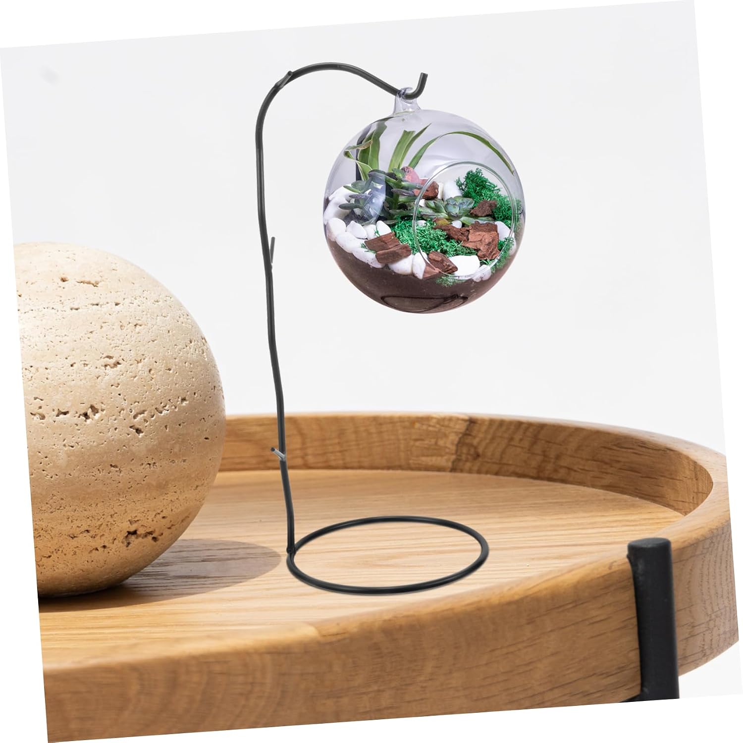 Mipcase Iron Hanging Air Plant Stand Black Hollow Portable Decorative image 2