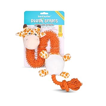 Barkbutler Garry The Giraffe Soft Squeaky Plush Dog Toy, Orange | for Small - Large Dogs (5-30kgs) | Machine Washable | Reinforced Fabric | Non - Toxic | Durable Pet Toy | Cuddle, Train, Chew, Tug