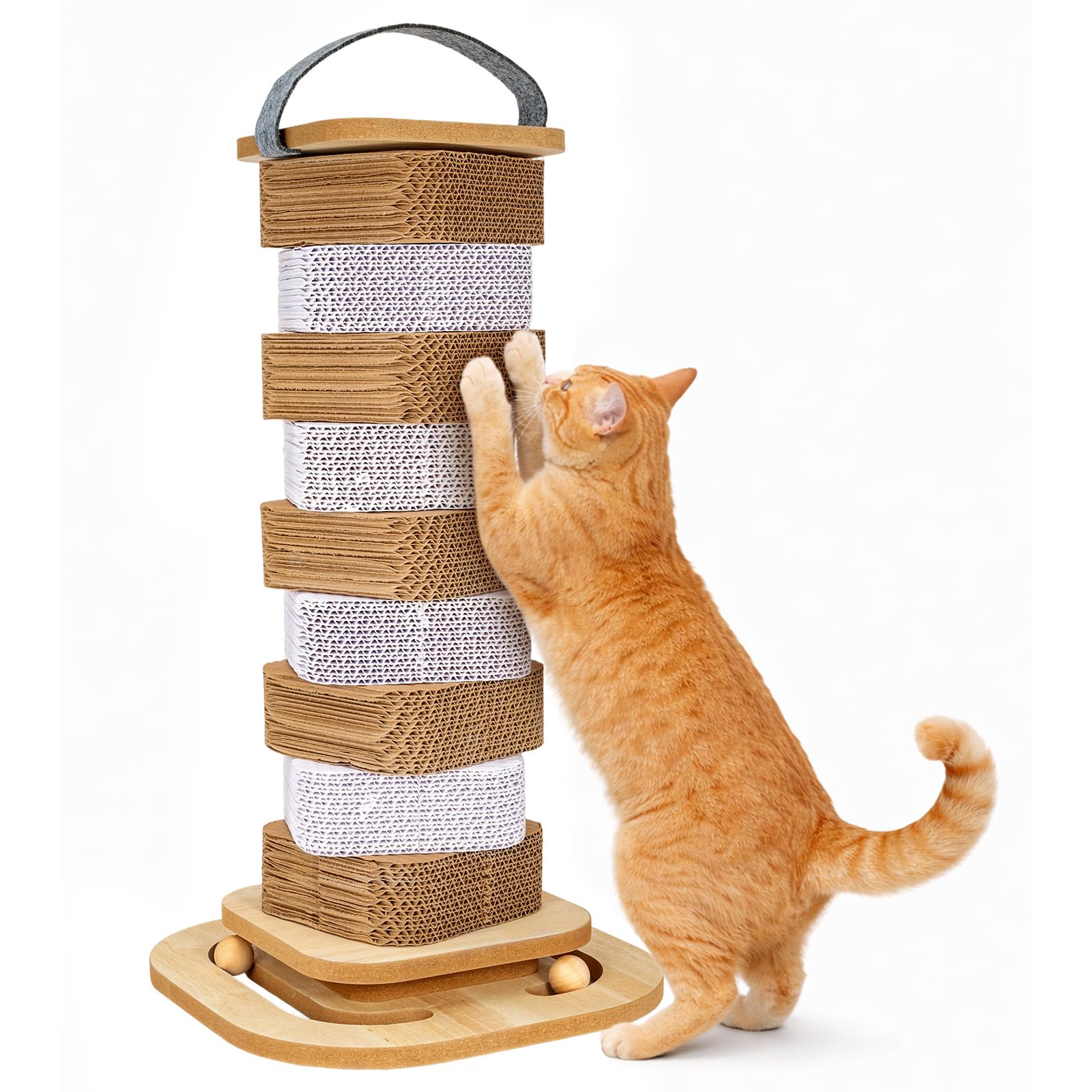 CROWNSHOP Cats Climbing Frame 74cm 29" Foldable Bottom Tall Cats Claw Scratcher with 1 Toy Ball Natural Sisal Scratch Pole and Soft Carpet Covered (62CM 4-Way Rotating) — image 1