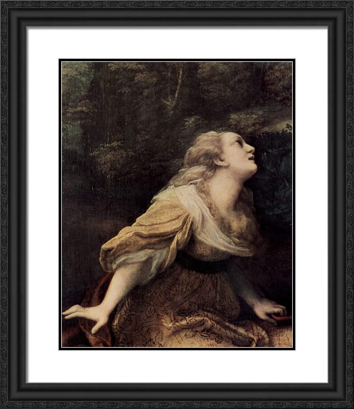 ArtDirect Correggio 20x23 Gold Ornate Framed Art Print with Double Matting Titled: Woman