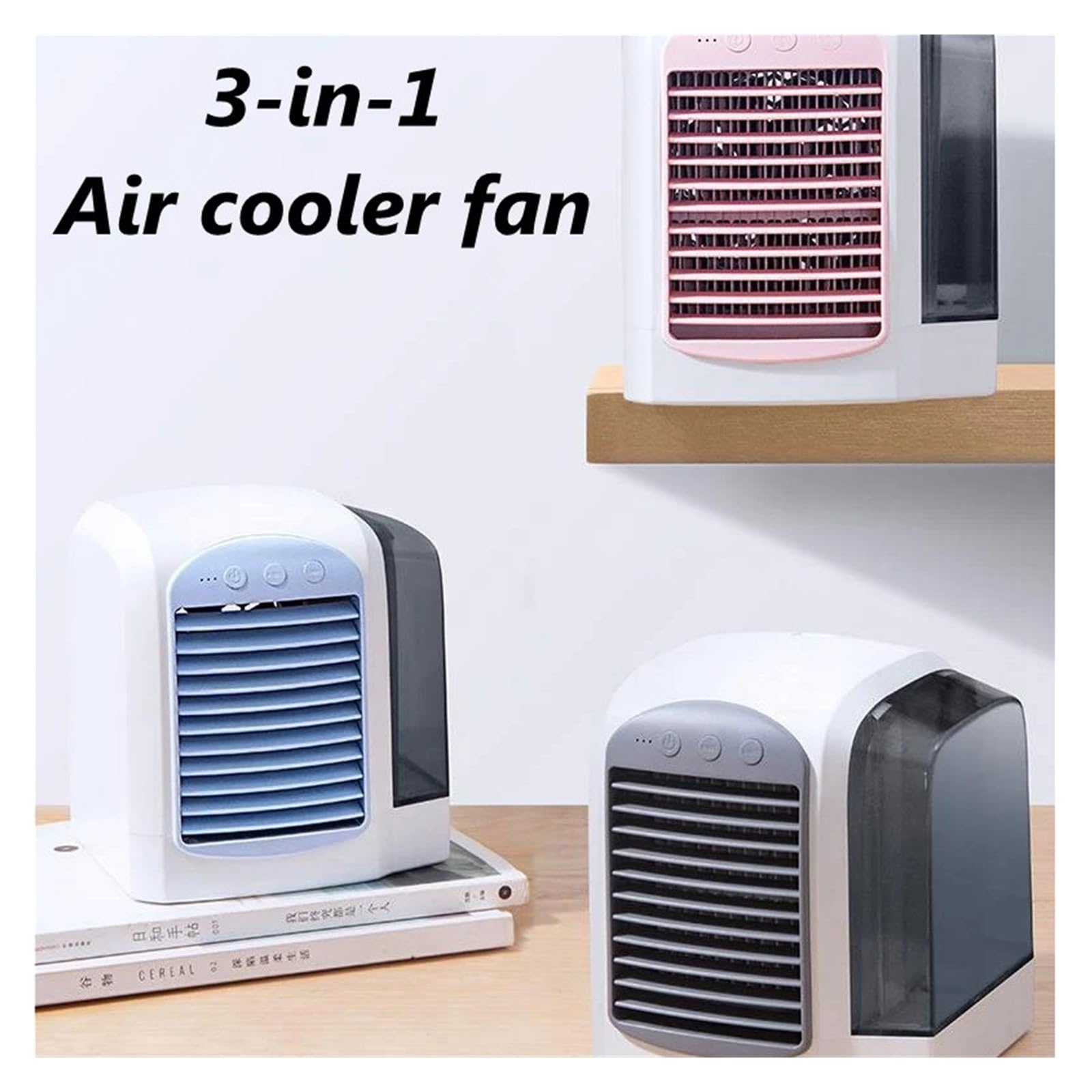 Mini Klimatyzator Przenośny Wentylator Chłodzący Wodę Nawilżacz Oczyszczacz Pulpit Chłodnica Powietrza Z Lampką Nocną Do Domu Biurowego DłUgotrwałY ChłóD(Gray)