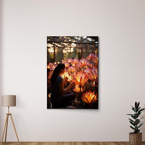 Yoga Wall Art, Canvas Prints Yoga Meditation Studio Room Decorations Tie Dye Hippie Psychedelic Poster with Frame Meditating Peace Wall Art Hanging