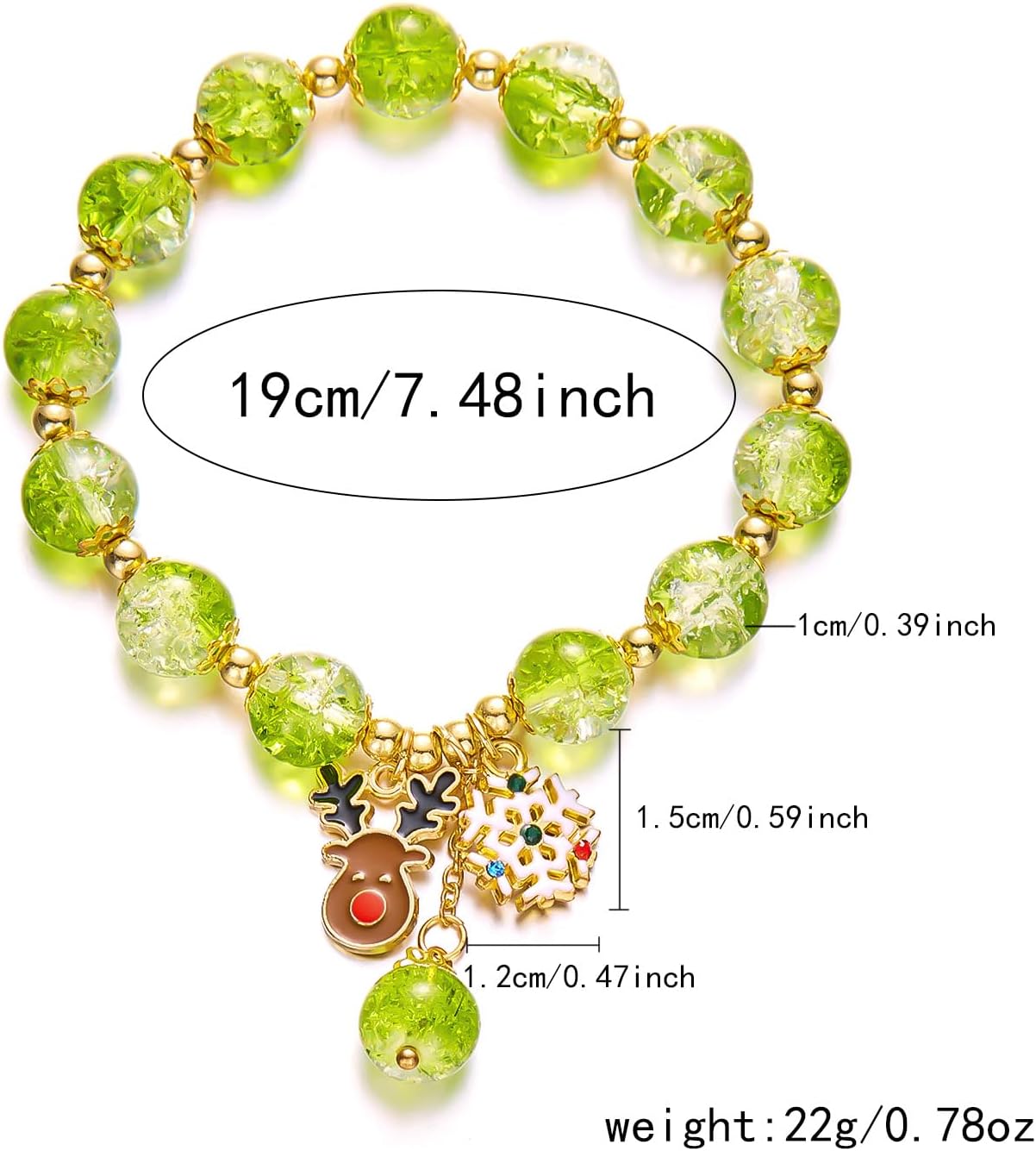 Todenb Christmas Bracelet for Women Colorful Xmas Snowflake Santa Claus Xmas Tree Beads Bracelet Fashion Christmas Beads Stretch Bracelets Christmas Holiday Jewelry Costume Accessories - Image 7