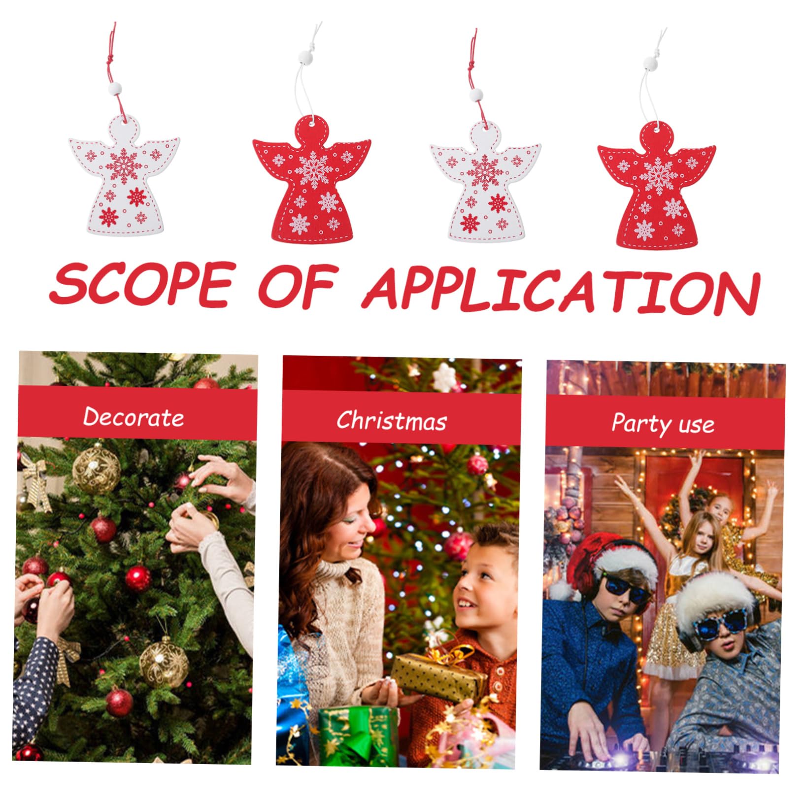 4 Juegos Colgante De Madera De Ángel Colgante De Decoración De Árbol De Navidad Adornos De Ángel Colgante De Navidad Adorno De Fiesta De Navidad Mini Bola Navideña 20 Piezas * 4