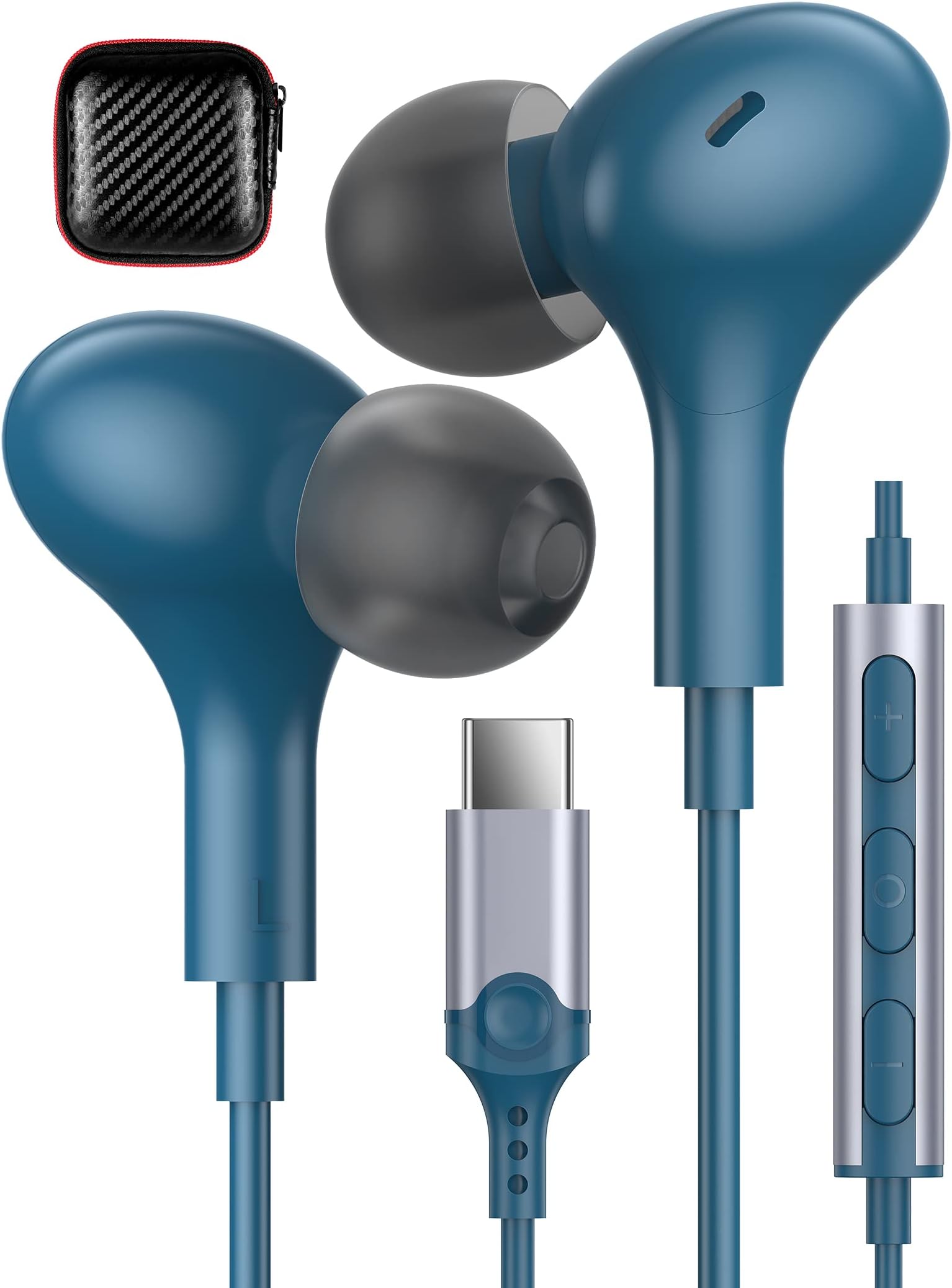 USB C Earbuds for Google Pixel 8 7 Pro 8A 7A 6A 6 Apple iPhone 15 iPad 10, Wired Type C Headphone Earphone with Microphone Small Ear Buds for Samsung Galaxy S24 S23 Ultra S22 Plus S21 OnePlus Android