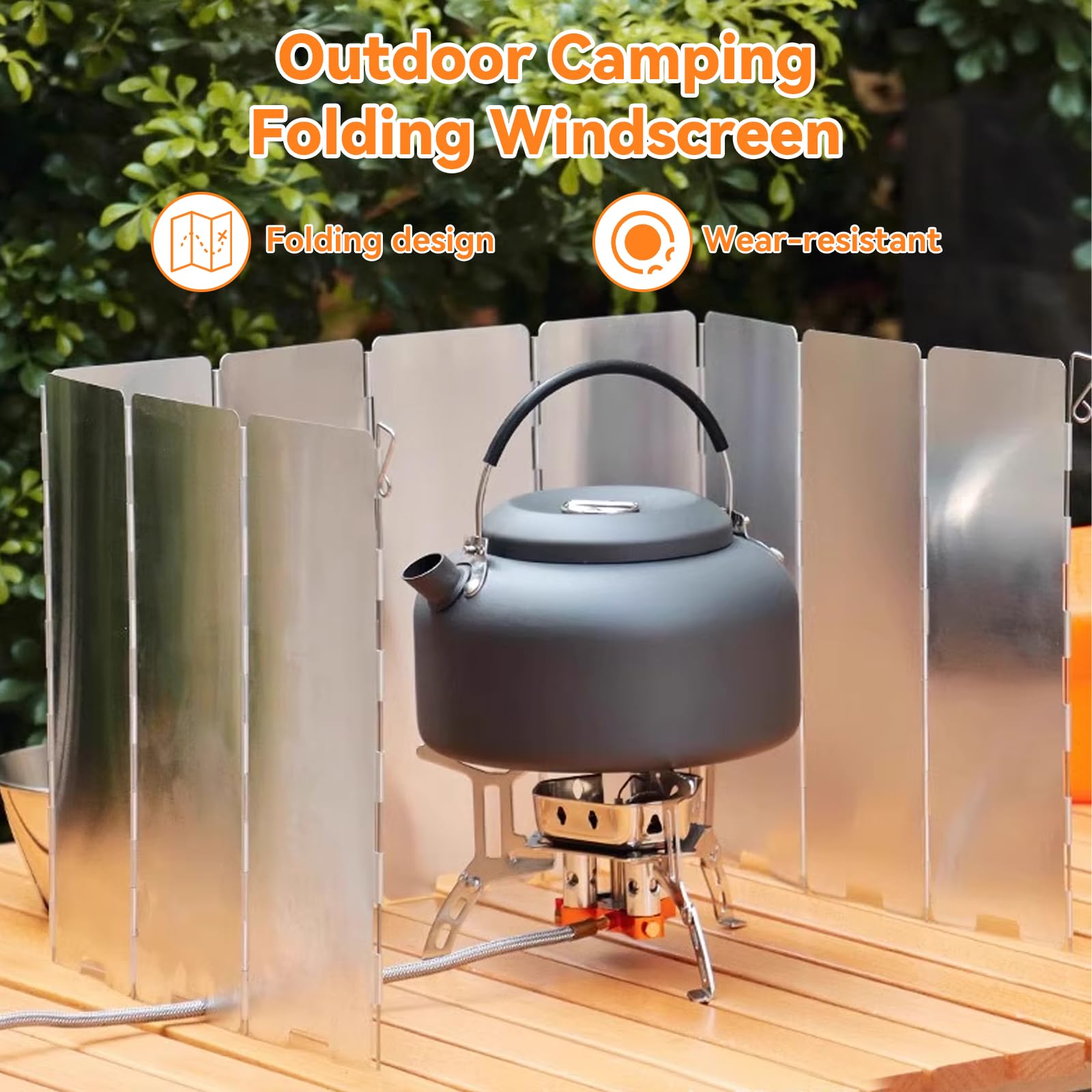 12 Pezzi Fornello da Campeggio Paravento Pieghevole Con Scatola Portaoggetti, Alluminio Paravento Fornello Campeggio, per Fornelli All'aperto, Picnic Griglia, Barbecue,Viaggio Camper