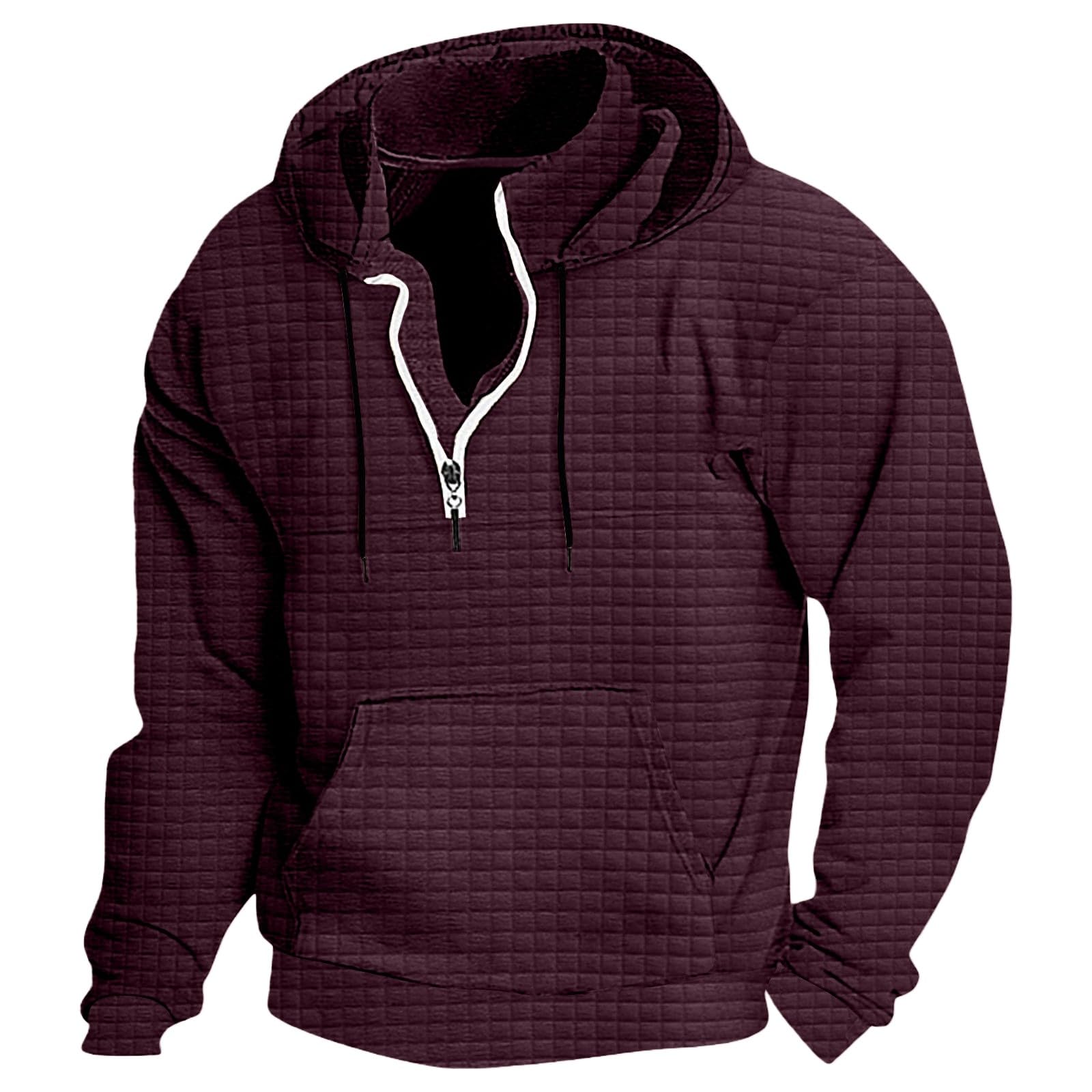 Sudaderas Hombres con Capucha Sudadera Y Cremallera para Hombre, A Cuadros, De Manga Larga, Cómoda, Uso Diario, Informal, Viajes Tops Rojos (White, XL) Ropa Deportiva Hombre Verano