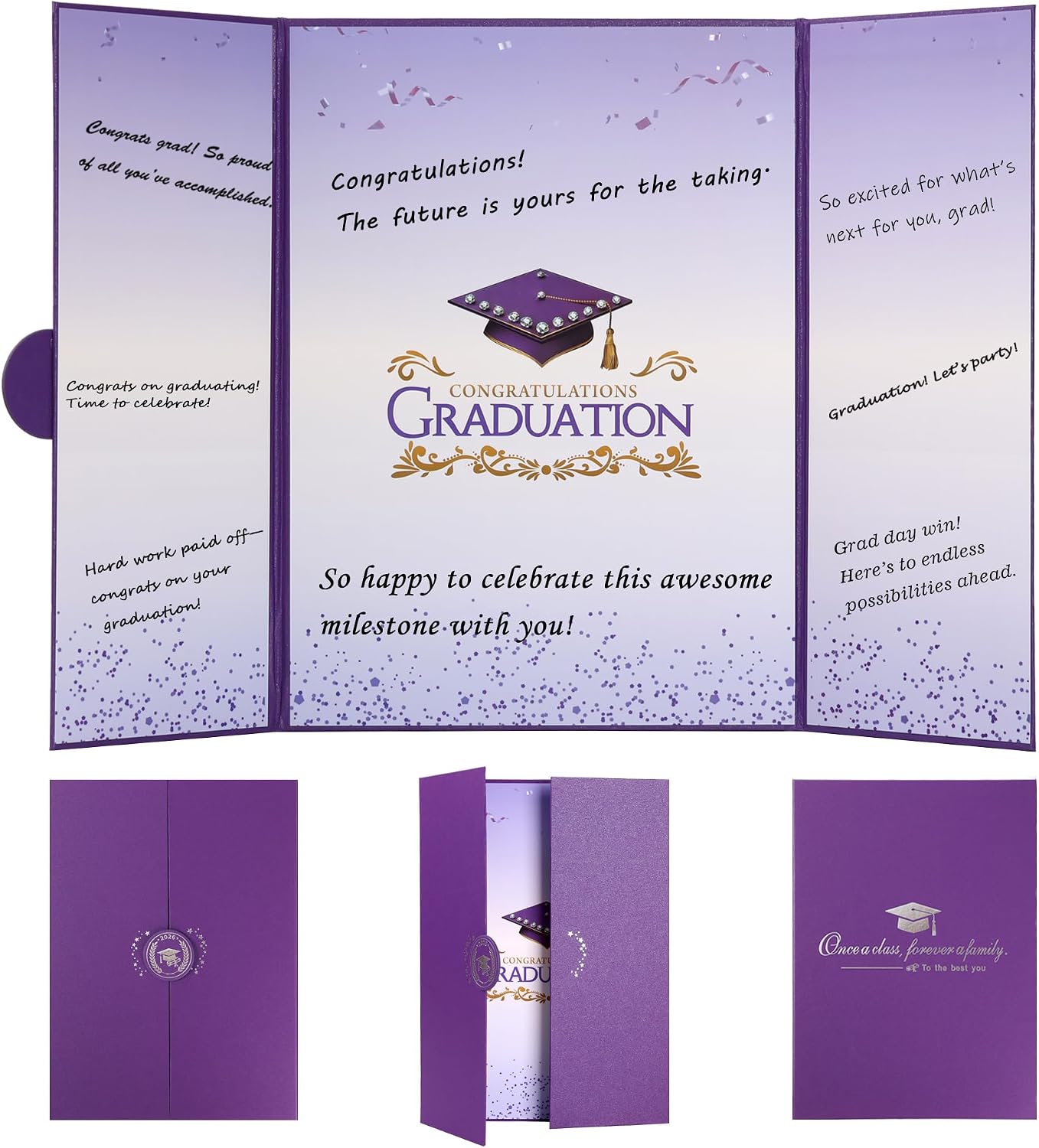 Graduation Guest Book 2026 Graduation Decorations Class of 2026 Graduation Sign in Book Signature Board Keepsake Grad Party Supplies College High School Graduation Gift Card Book (Purple)