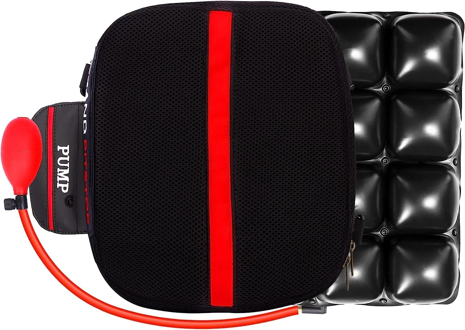 GRAND PITSTOP® Air Comfy Seat for Motorcycle with Automatic Air Pump, Pressure Relief Motorbike Seat Cushion Pad, Shock Absorption Comfortable for Bikes Long Rides (Pillion Premium with Pump)