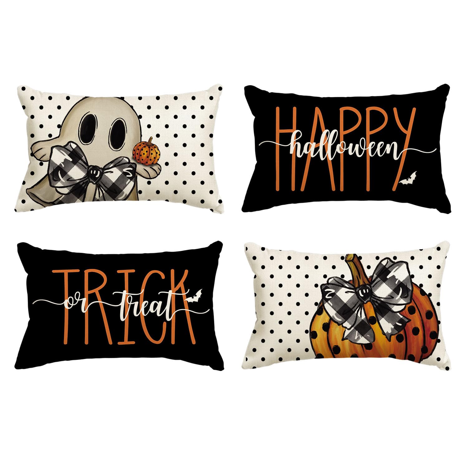 Housses de coussin citrouille et chauve-souris pour votre déco de salon d'Halloween