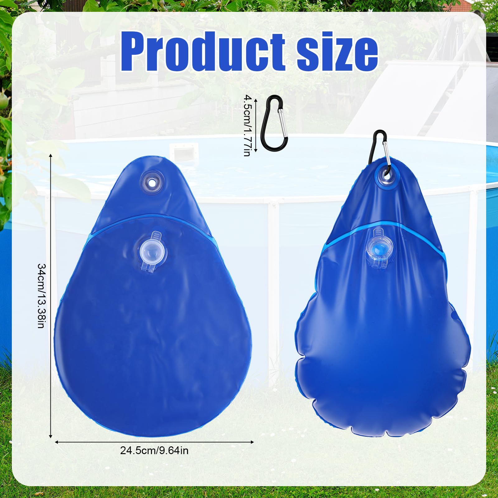 12pcs Pool Cover Weights with Hooks, Leakproof Swimming Pool Wall Cover Hanging Water Bags Antifreezing Winter Pool Tarp Weights for Swimming Pool Closing Kit - Image 2