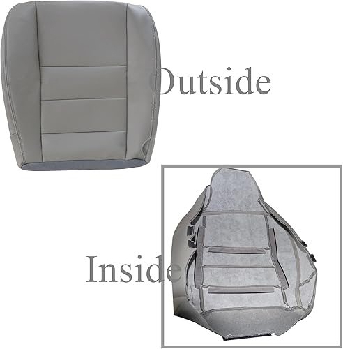 Miniatura 8 de GXARTS Funda de asiento de repuesto de cuero para parte inferior del lado del conductor color gris compatible con Ford F250 F350 F450 2002-2007