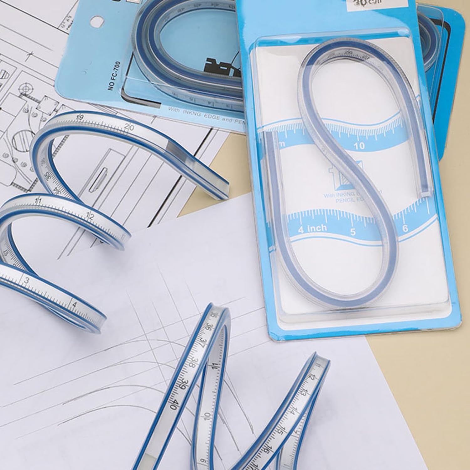 Bendable Ruler Double Side Scale Measuring for Drawing Drafting Engineering Sewing