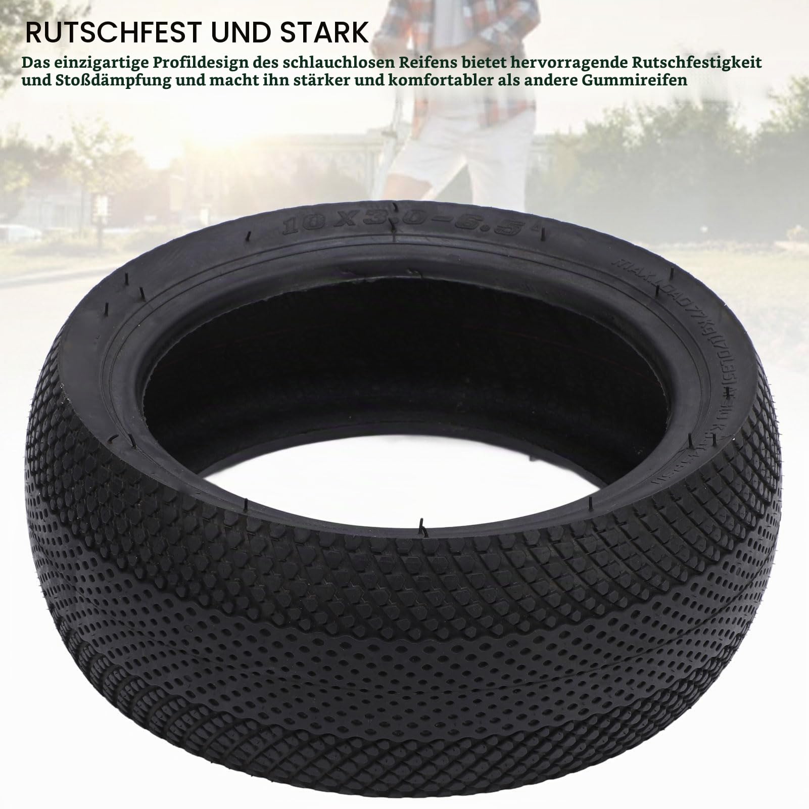 RiToEasysports Elektrischer Roller Tubeless Reifen, 10x3.0-6.5 Gummi -Tubeless -Reifen -Vakuum -Straßenreifen für Elektroroller