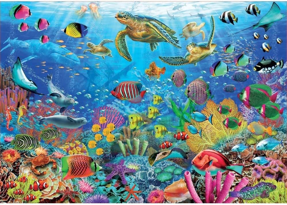 Educa - Tropical Fantasy Turtles - 1000 Piece Jigsaw Puzzle - Puzzle Glue Included - Completed Image Measures 26.8" x 18.9" - Ages 14+ (19266)