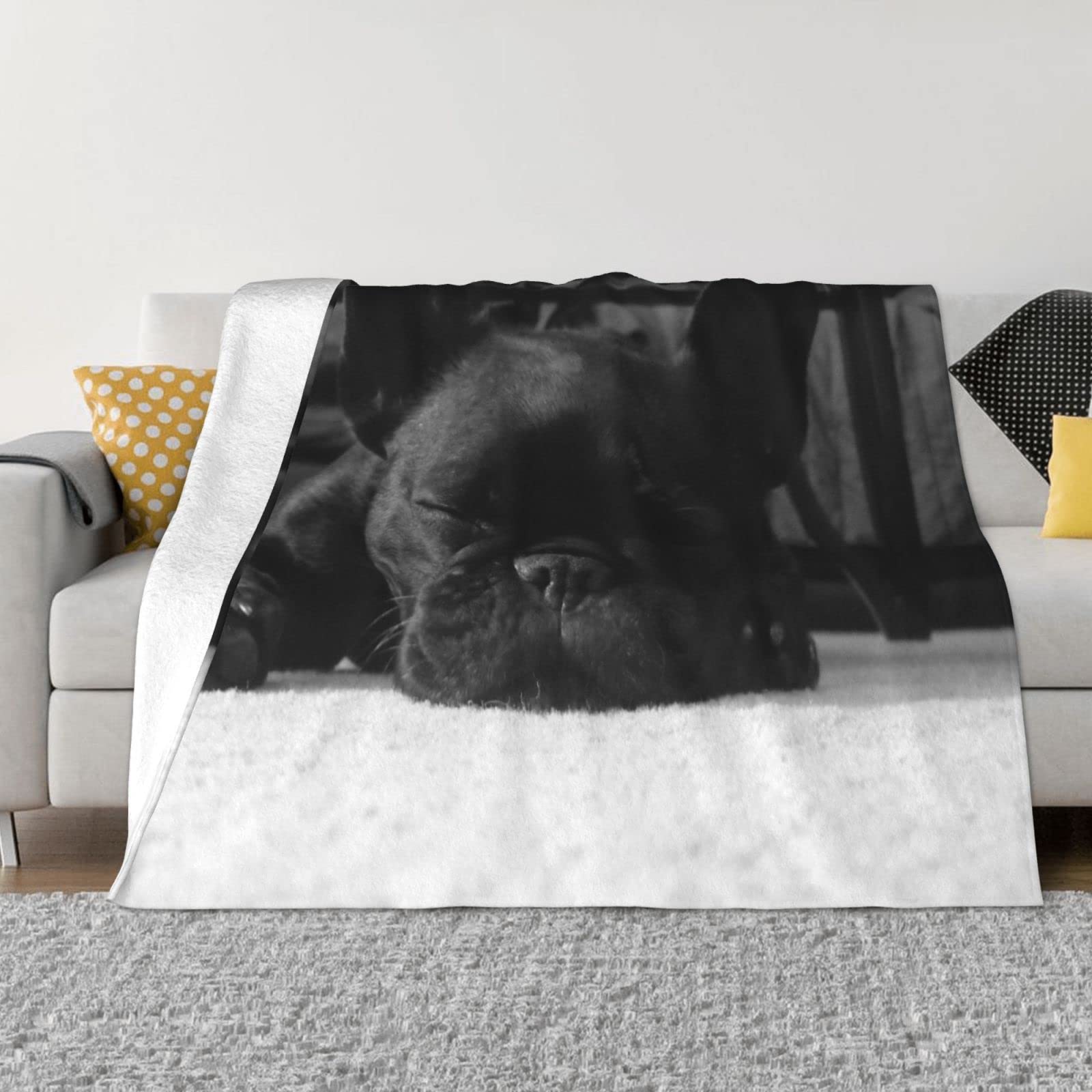 Plaid bouledogue français : couverture polaire chaude pour cocooning