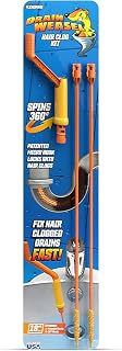 Drain Clog Remover Kit Includes Rotating Handle and 2 Micro-Hook Refill Wands - Thin, Flexible and Easy to Use - Safe for Most Drains and Grates - Made in USA