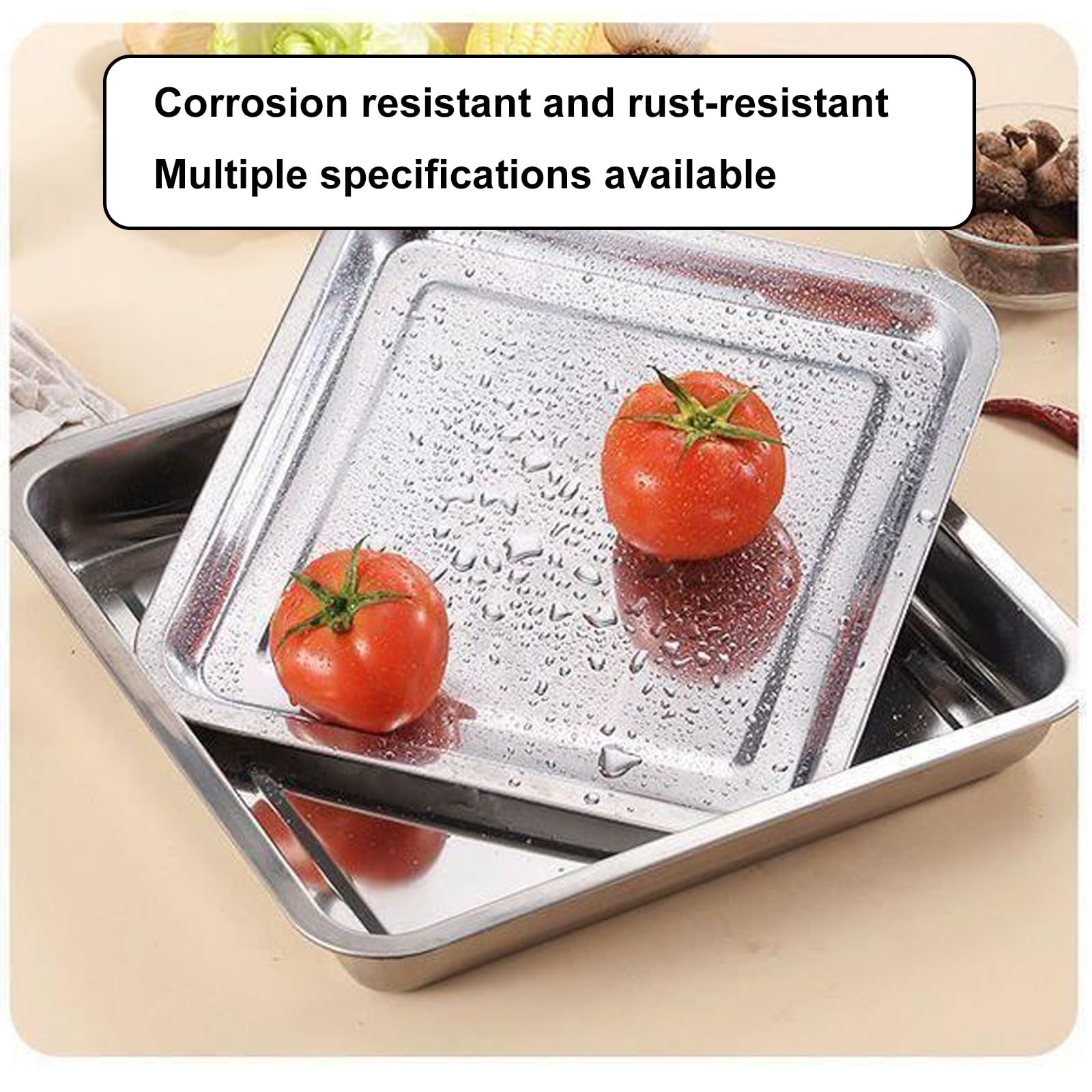 Bandeja de acero inoxidable para servir alimentos, gruesa, para captura de aceite, reutilizable, multiusos, para cocina (60 x 60 x 5 cm, para el hogar y catering)