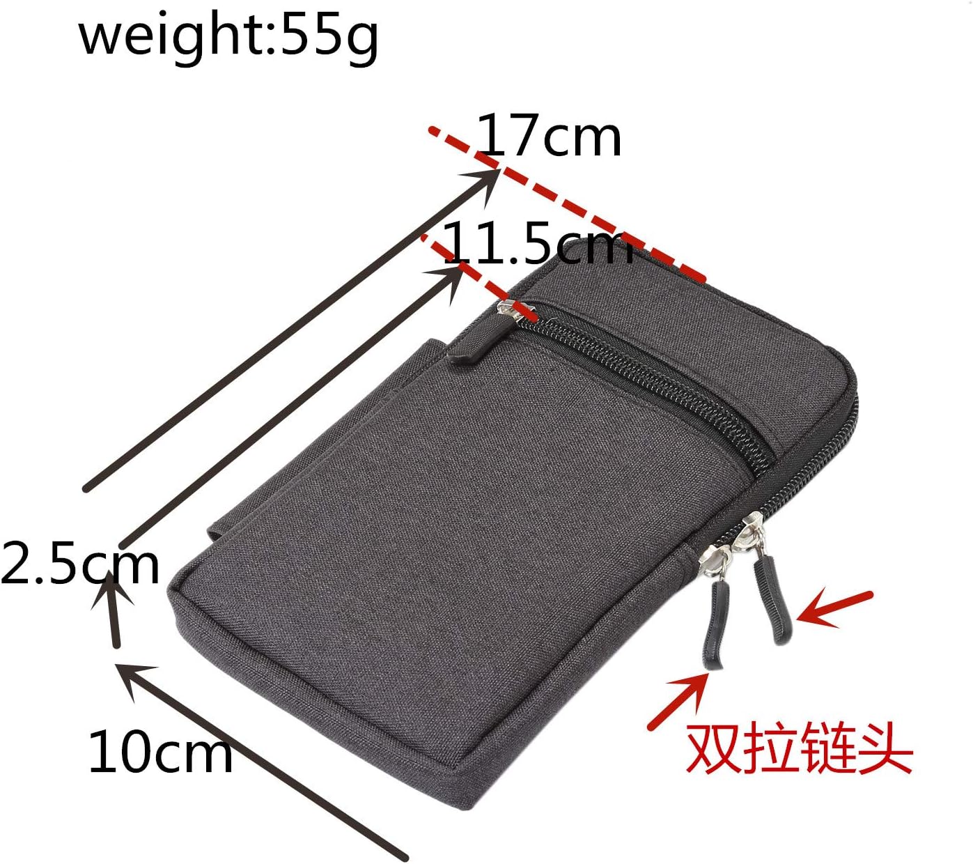Cell Phone Pouch with Belt Clip Holster, Vertical Cell Phone Waist Pack Black - Image 4