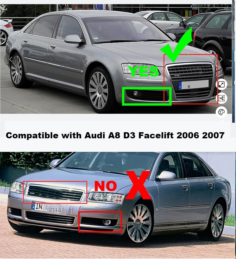 Right Side Car Front Fog Light Cover Vent Grille Compatible with Audi A8 D3 Facelift 2006 2007,only fit Facelift model (Passenger Side) 4E0807682AD