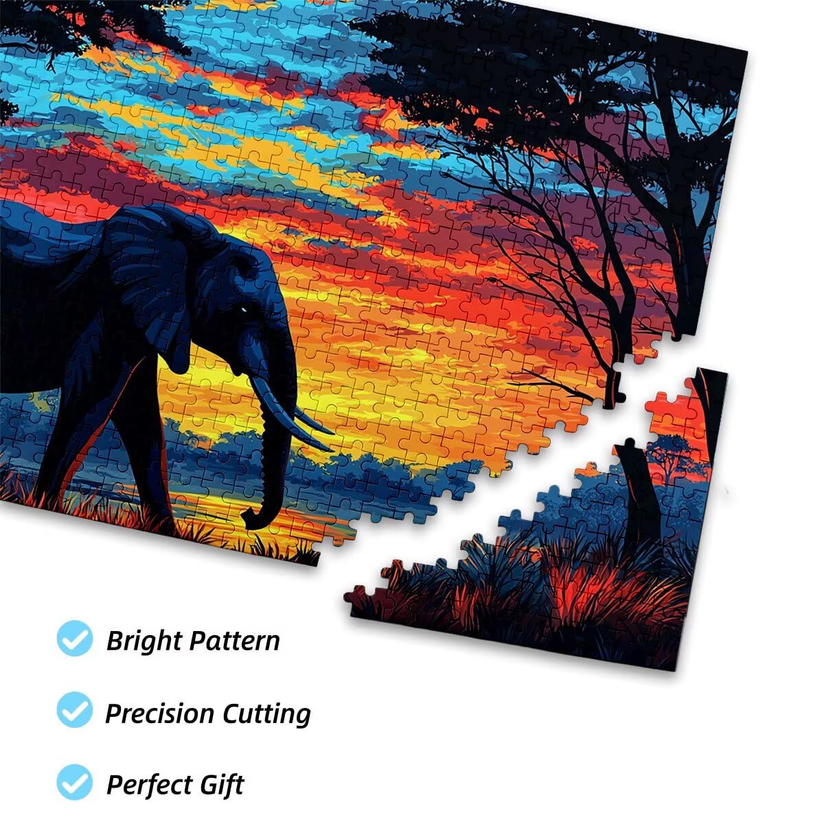 Puzzle dla dorosłych, 3000, słoń, 3000 sztuk, dla dorosłych, drewniane gry logiczne o zachodzie słońca, klasyczna, edukacyjna, wymagająca gra dla całej rodziny, dekompresja, prezenty dekoracyjne, 122