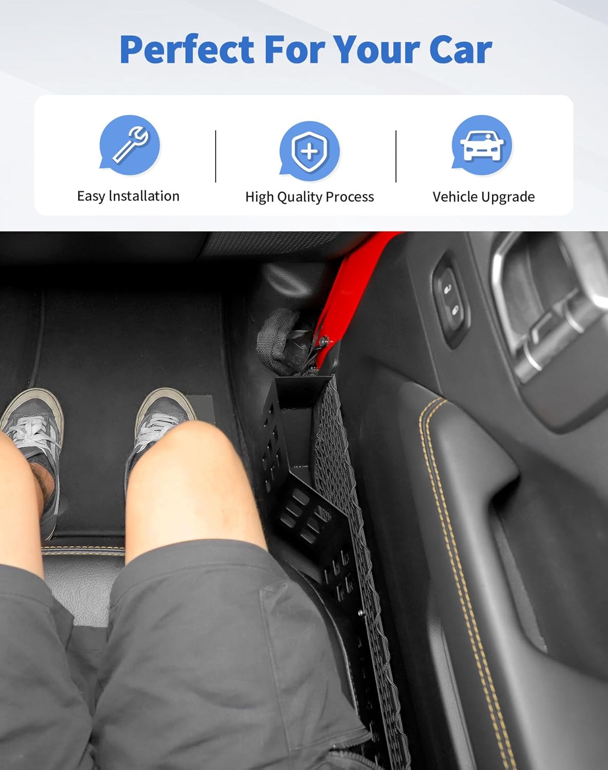 Metal Front Door Pocket Storage Box for 2018-2024 Jeep Wrangler JL JLU 4XE & Gladiator JT, Door Side Insert Organizer for Jeep Wrangler JL Interior Door Storage Expansion Accessories
