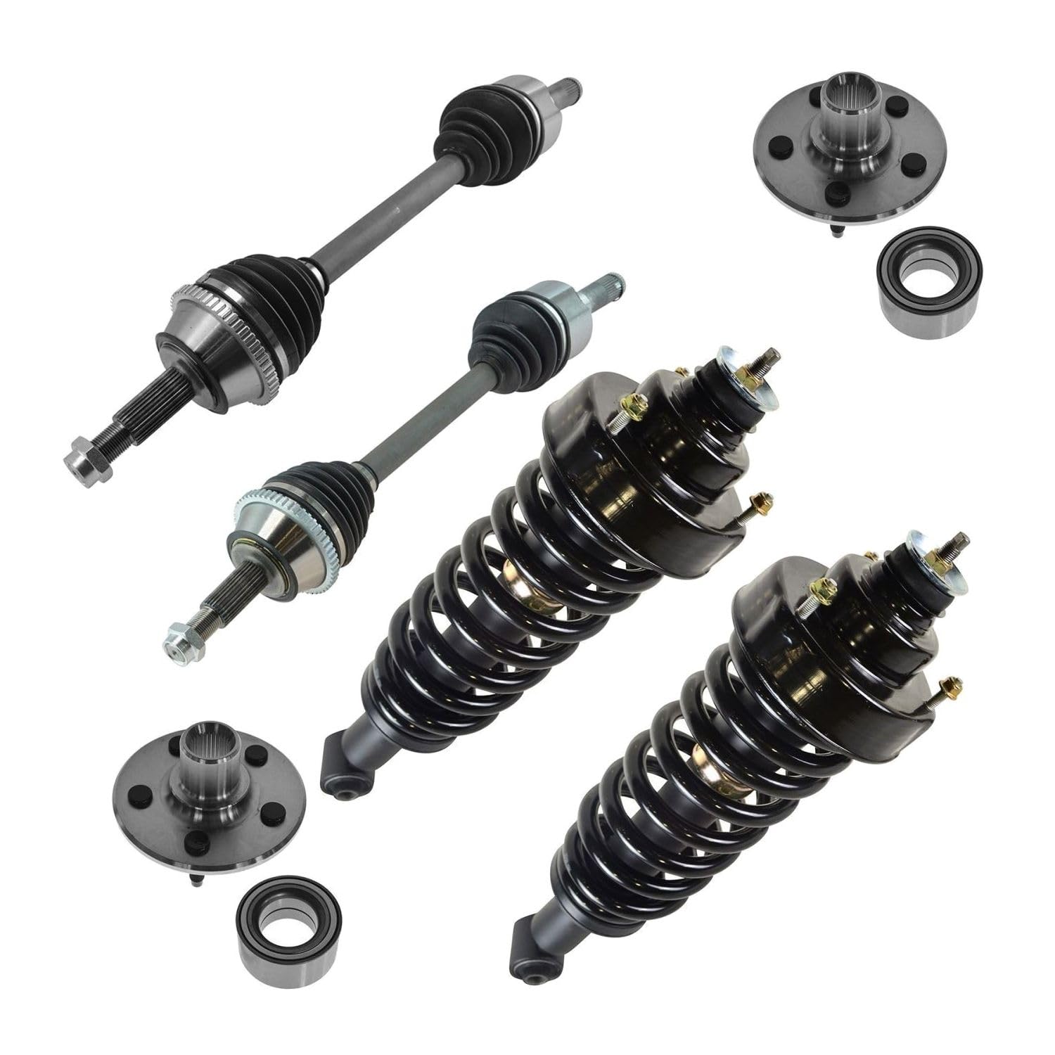 Rear CV Axle Shafts Wheel Hubs Strut & Spring Assemblies Kit Tapered Roller Bearing Type 6 Piece for Ford for Explorer 4.0L/4.6L 2002-2005
