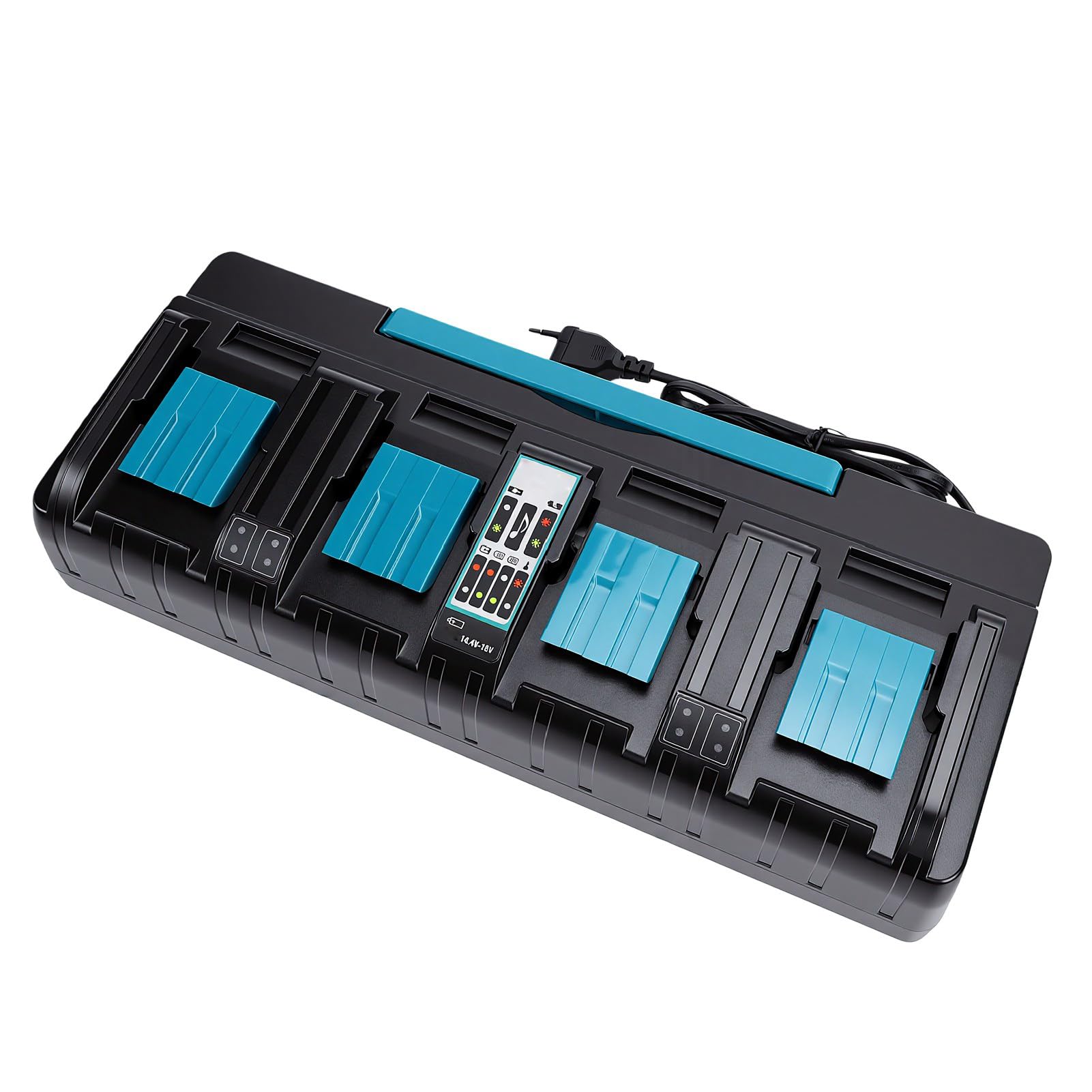 Fafeicy Cargador de Batería Rápido de 4 Puertos, con Indicador LED, Diseño Compacto