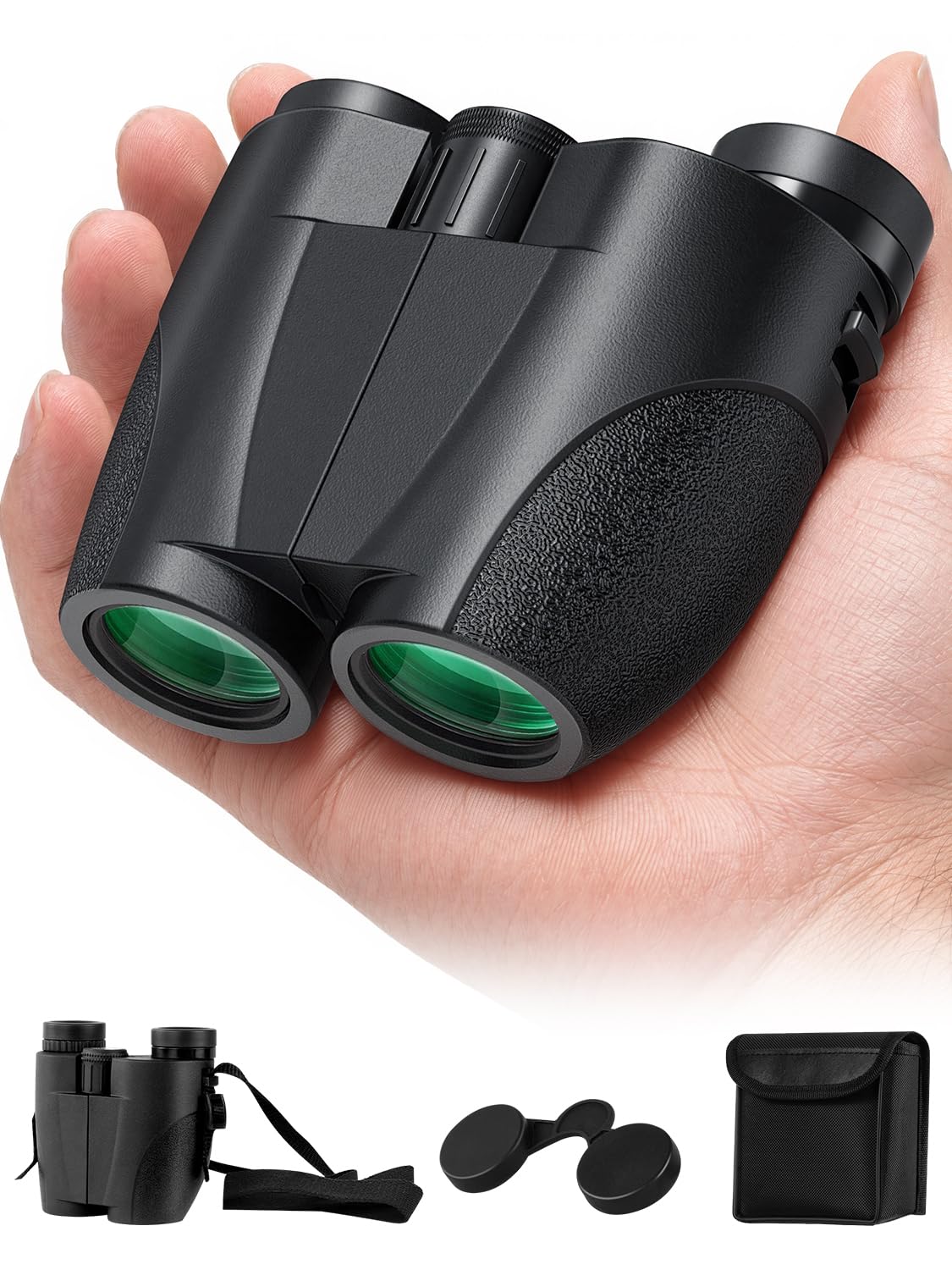Jumelles compactes 20 x 25 pour Adultes et Enfants, Jumelles Adultes à Fort grossissement, Vision Nocturne dans des Conditions de Faible luminosité, idéales pour l'observation des Oiseaux, la Chasse