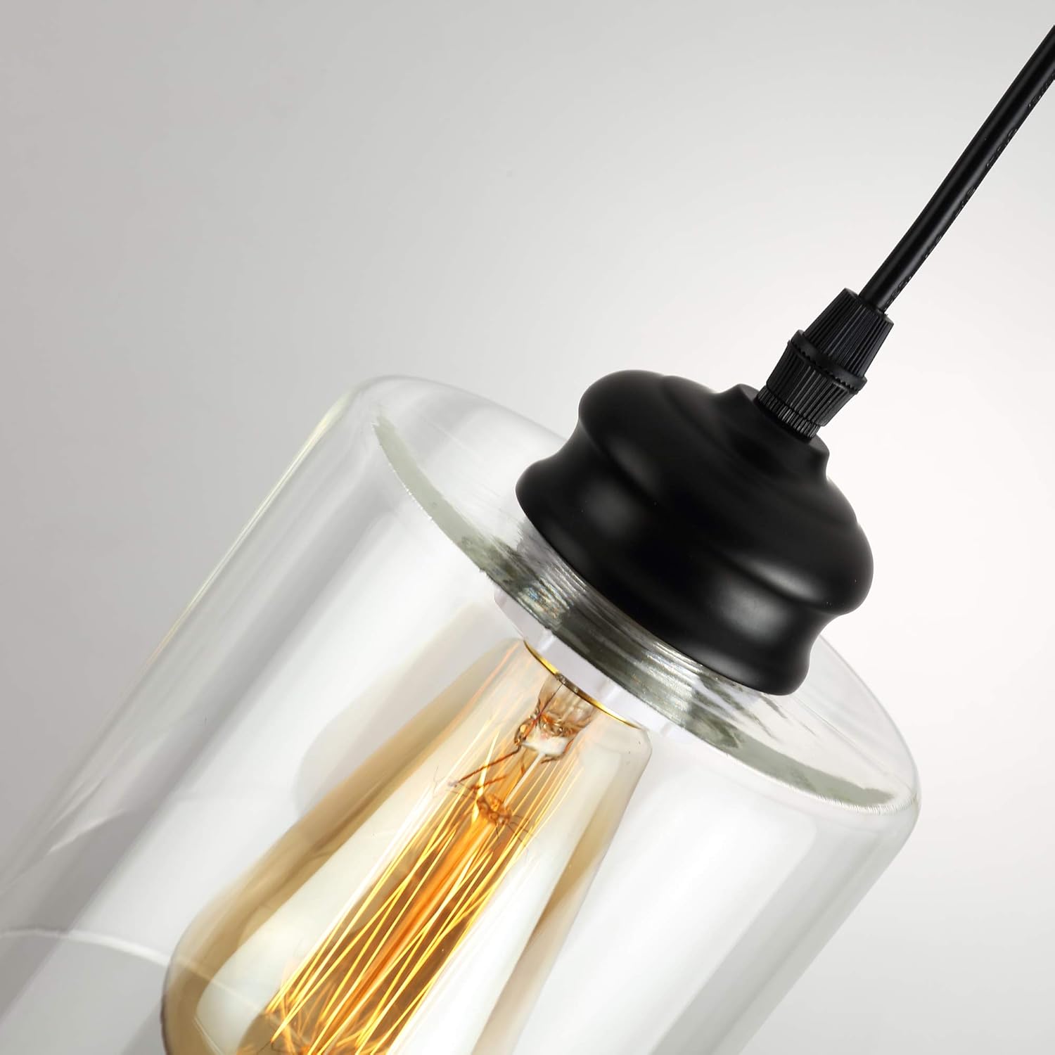 Exсluѕіvе Dіѕсоunt 60% Prісе Black Industrial Mini Pendant Light,Farmhouse Vintage Hanging Light Fixture with Clear Glass Lamp for Kistchen Island Dining Room (Exclude Bulb)