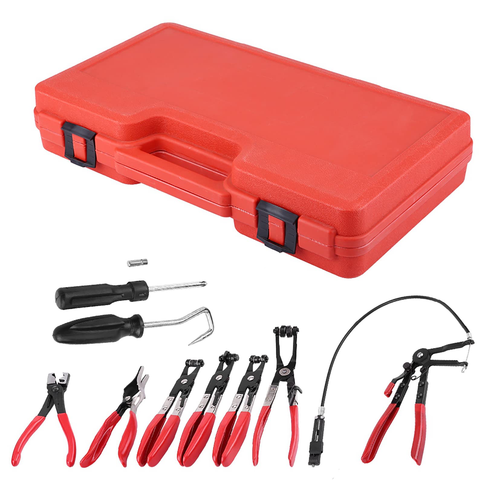Dioche Set Jaw Juego de 9 Alicates de Abrazadera de Manguera Flexible con Mandíbula y Banda en ángulo, Herramientas Automotrices para Reparación de Automóviles, Fácil Instalación y Extracción