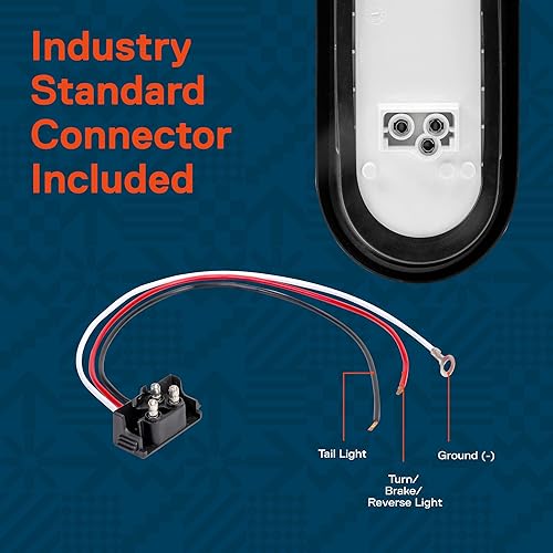 Miniatura 8 de Luz trasera LED ovalada roja para remolque de 6 pulgadas DOT FMVSS 108 SAE S2TSI6P2 Ojales y enchufe incluidos IP67 resistente al agua Stop Turn