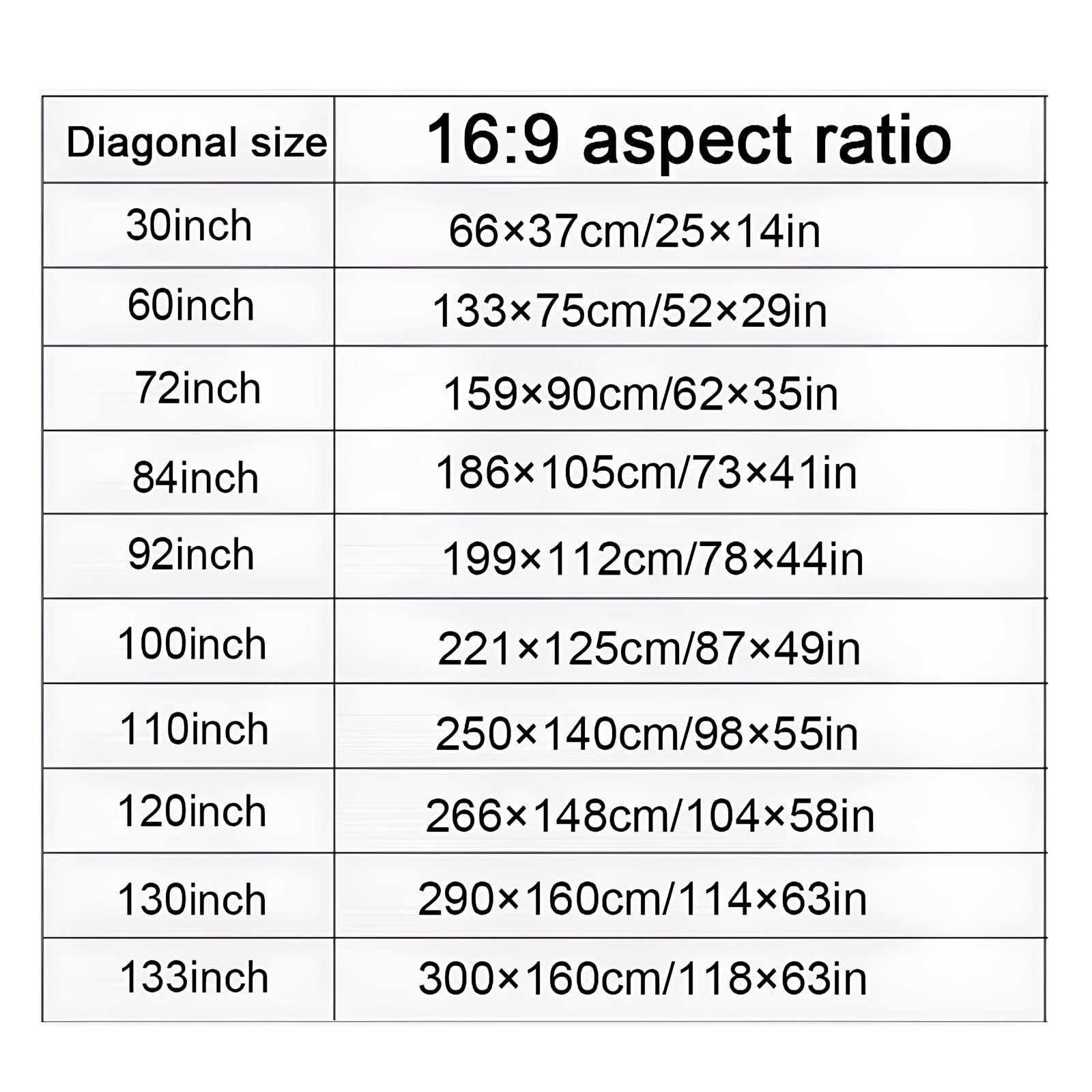 Schermo per Proiettore Anti-luce 4K, Telo Proiettore Portatile da 60/84/100/120/130pollici per Home Theater(120inch(16:9))