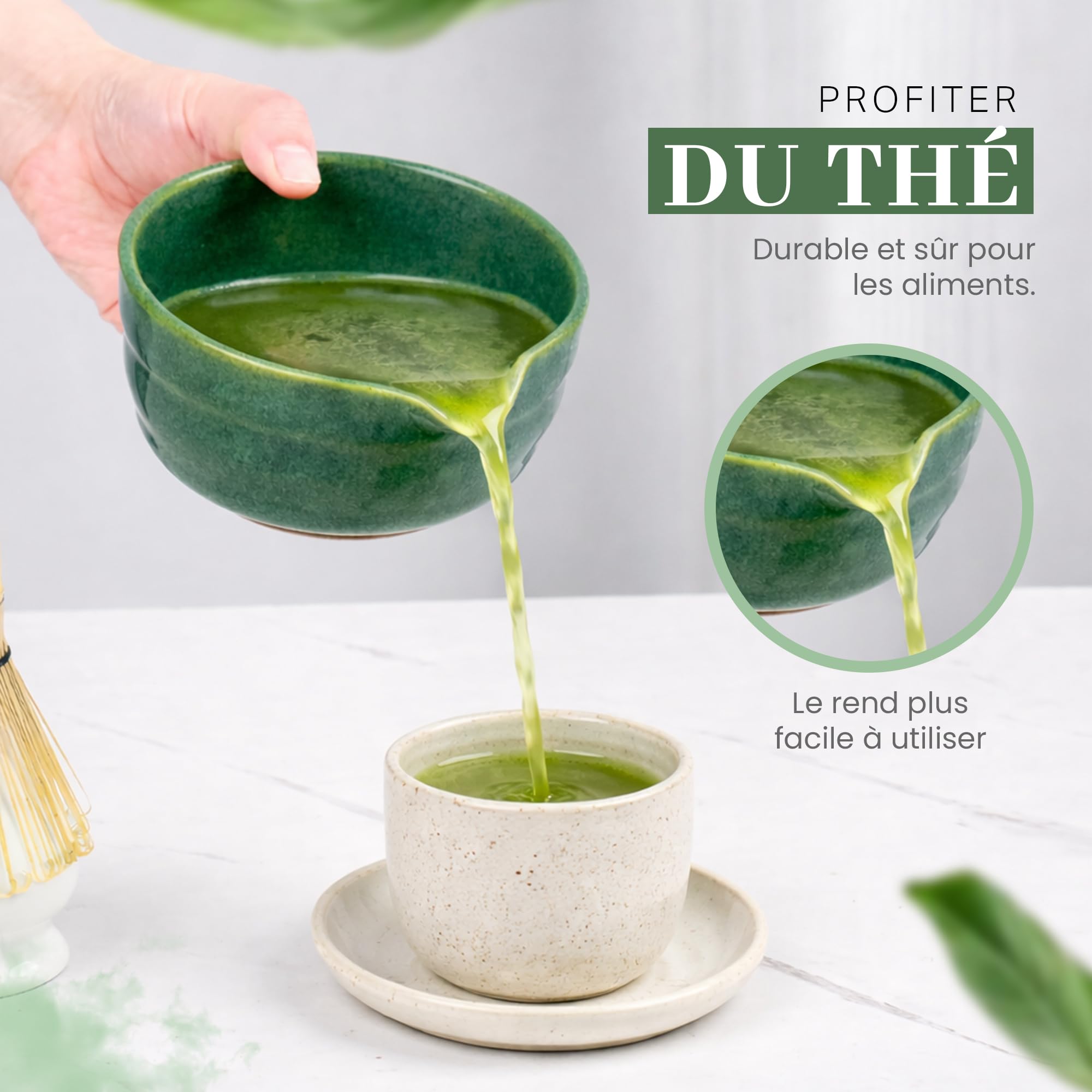 Kit Matcha Cérémonie 10 Pièces avec Sac de Transport – Set Matcha Complet avec Fouet Matcha Bambou, Verre Matcha et Accessoires – Kit Traditionnel pour Préparer le Thé Matcha – Idée Cadeau