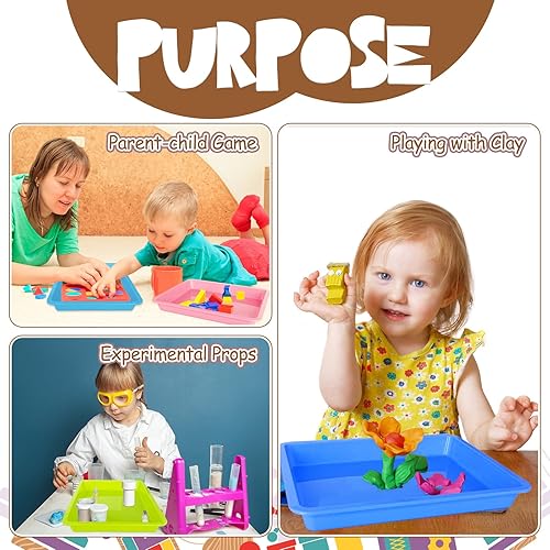 Vista 12 de Paquete de 10 bandejas de plástico para arte, bandeja para manualidades de actividades, bandeja organizadora, bandeja de servir para el hogar, Blanco