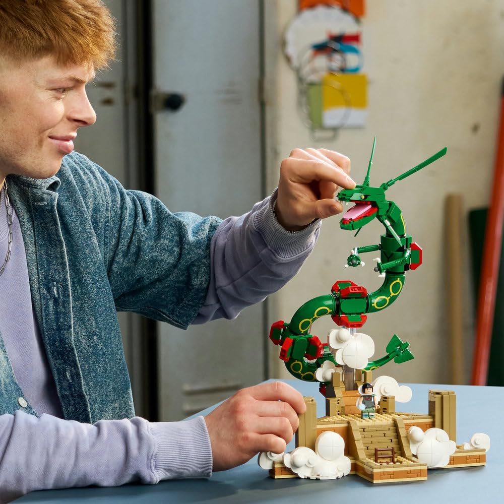 LEGO Pokémon Rayquaza 72168 | Kolekcjonerska figurka Pokémona, duży zestaw klocków dla dorosłych, prezent dla fana gry, gamingowa dekoracja, 1083 elementy