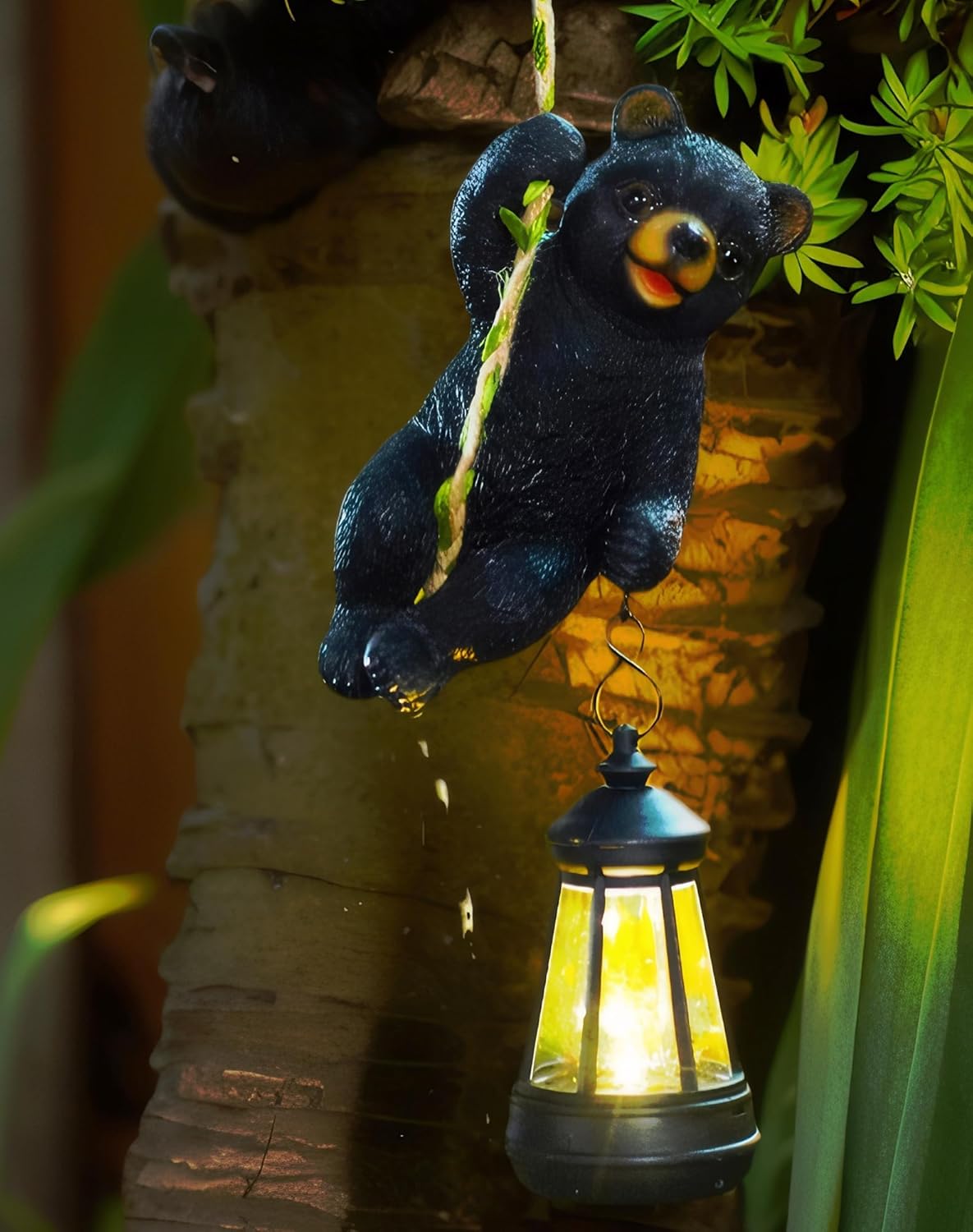 Bear Tree Hugger with Solar Lantern - Bear Statue for Outdoor Yard Lawn Garden Decor - Unique Design Gifts for Women Mom Men