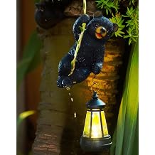 Bear Tree Hugger with Solar Lantern - Bear Statue for Outdoor Yard Lawn Garden Decor - Unique Design Gifts for Women Mom Men
