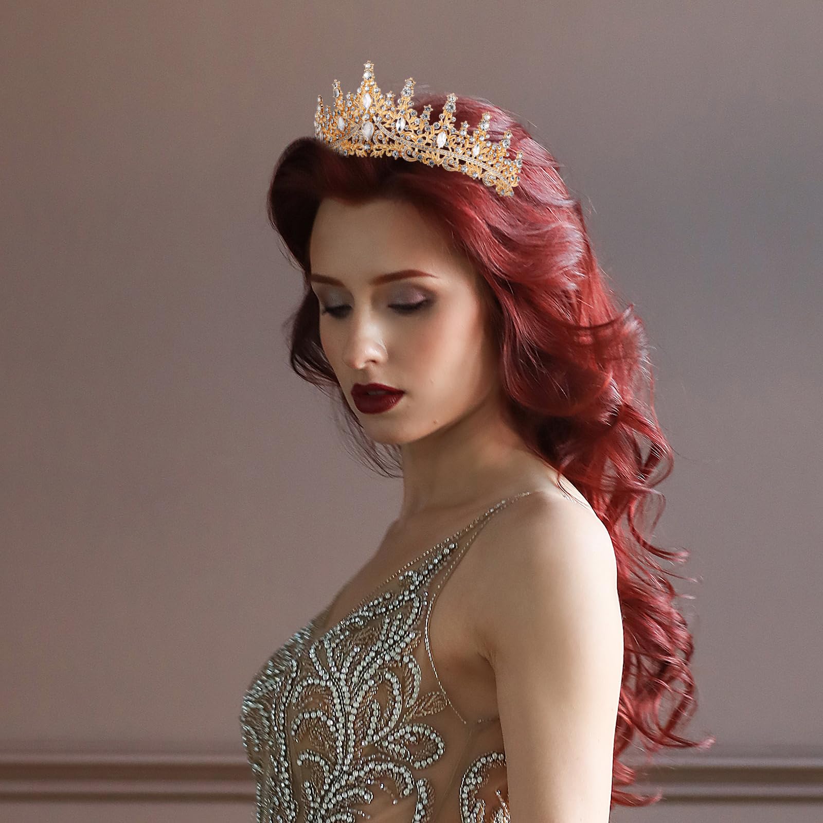 Sibba Tiara korona ślubna, diadem, korona ze strasu, kryształowa korona, dla panny młodej, księżniczki, korona, ozdoba do włosów, korona damska, nakrycie głowy na urodziny, imprezę, studniówkę