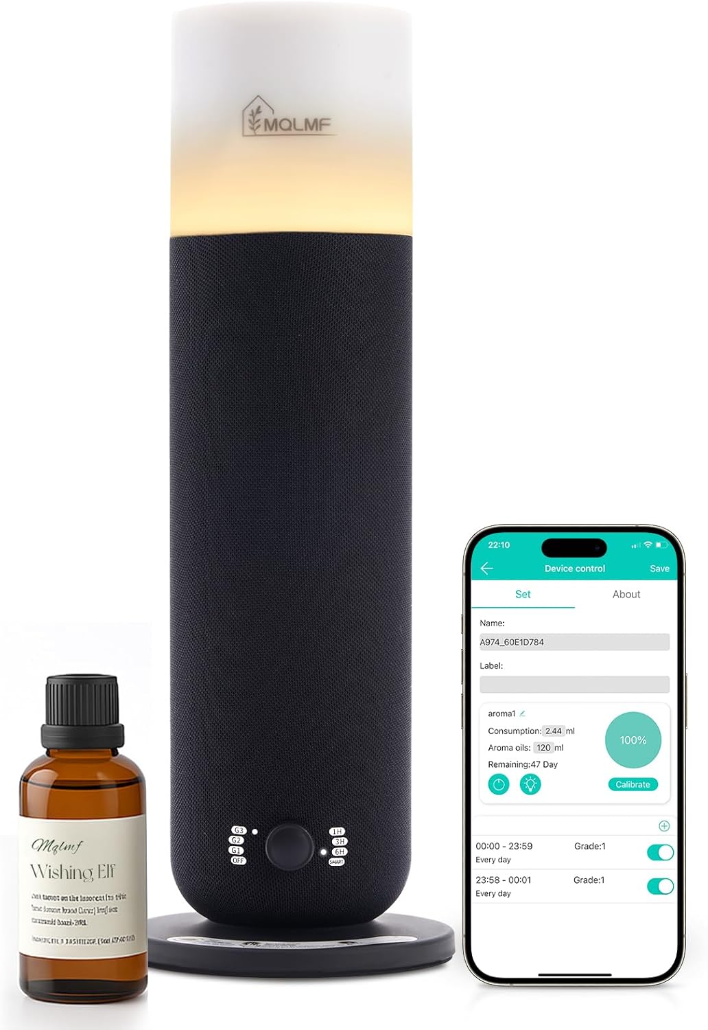 Hotel Collection Diffuser Machine,Fabric-Wrapped Design,Candlelight Atmosphere Lamp,1000 Sq Ft,Waterless Essential Oil Diffuser,Hotel Scent Diffuser,Scent Air Machine for Home - Weave Black